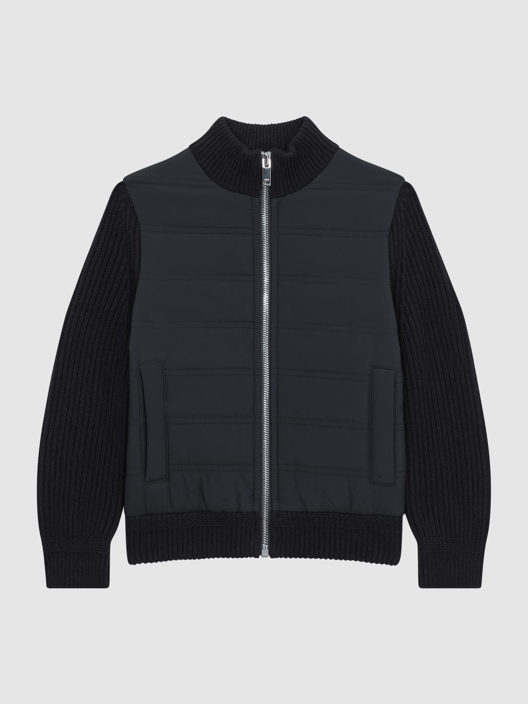 Hybrid Zip Through Quilted Jacket in Navy - Image 2 of 7