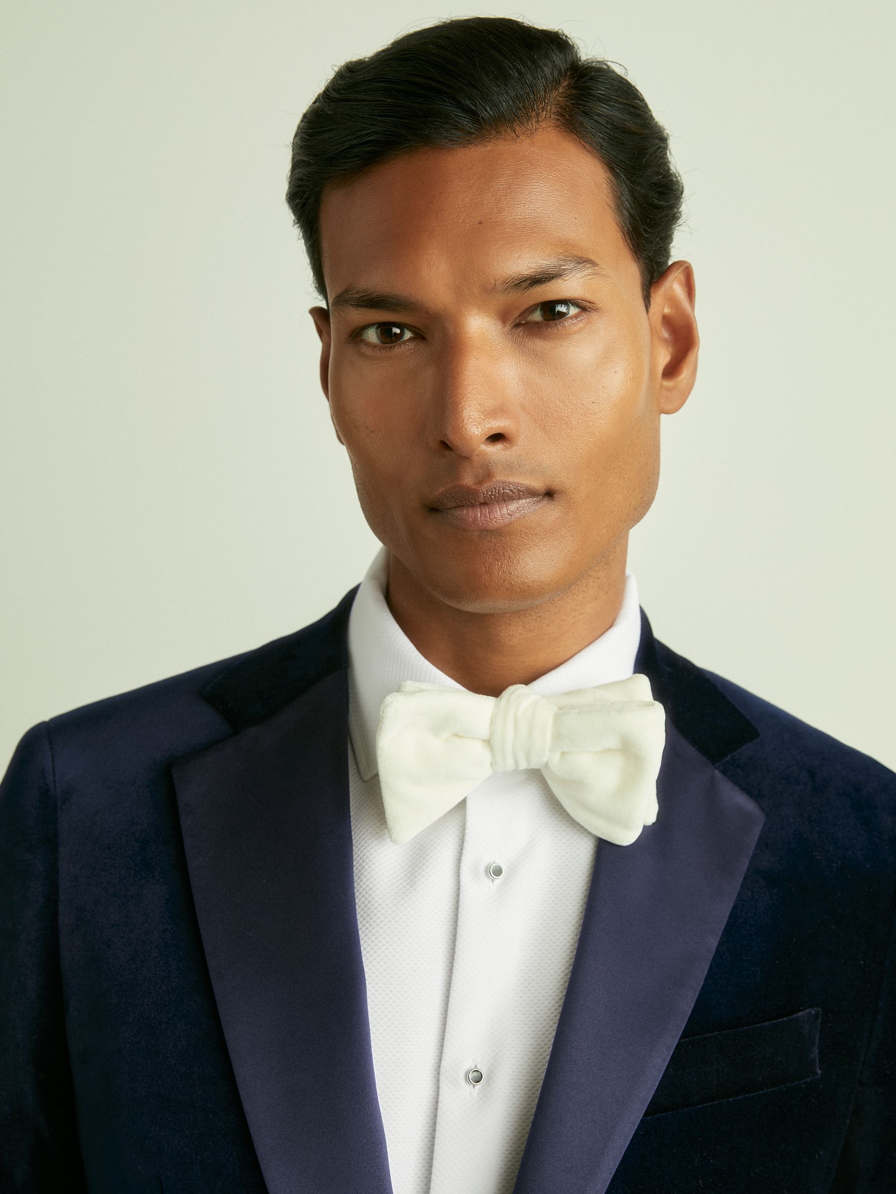 Velvet Single Breasted Slim Fit Jacket in Navy - Image 6 of 10