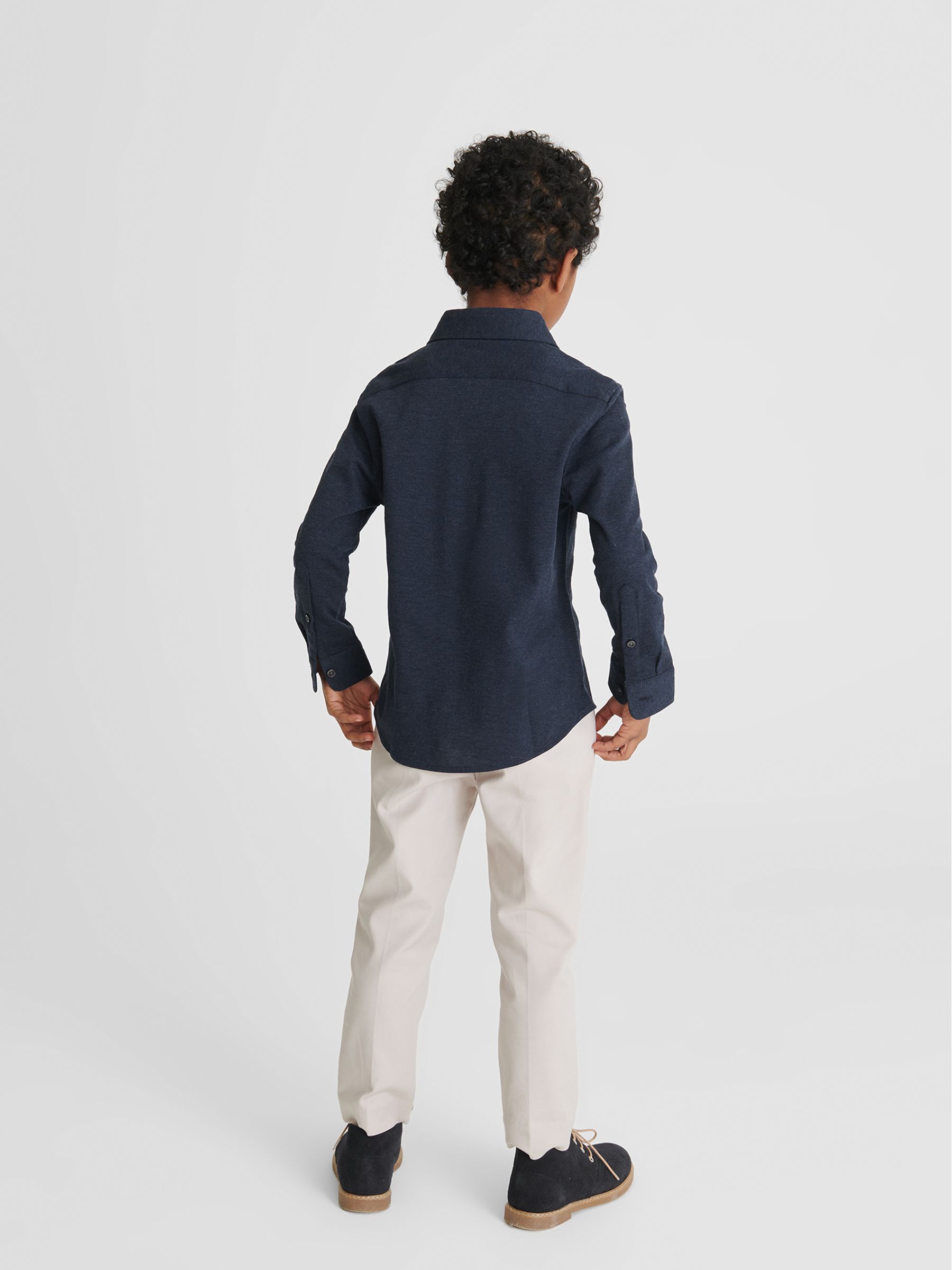 Pique Textured Shirt in Navy - Image 5 of 6