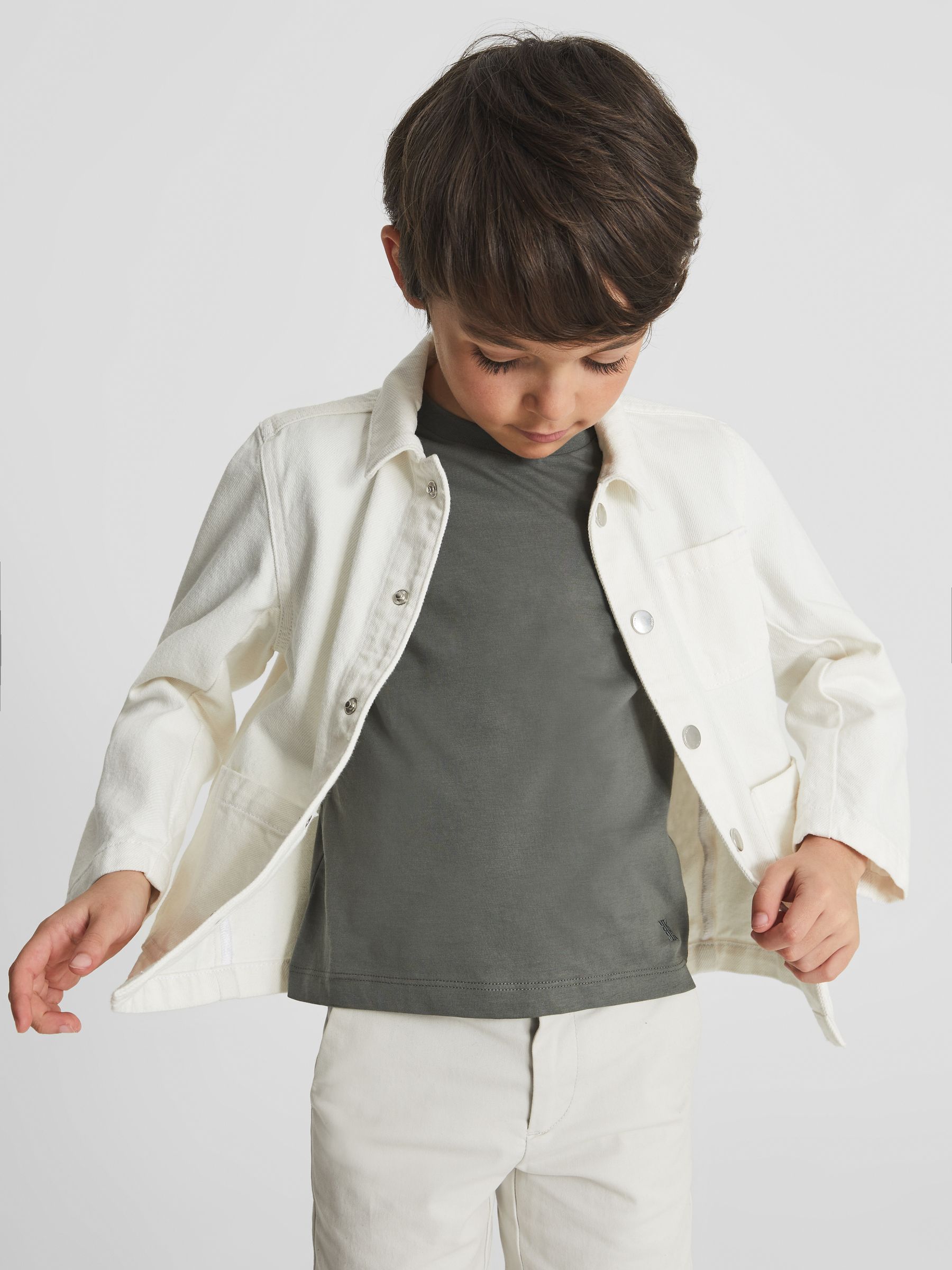 Crew Neck T-shirt in Sage - Image 4 of 6