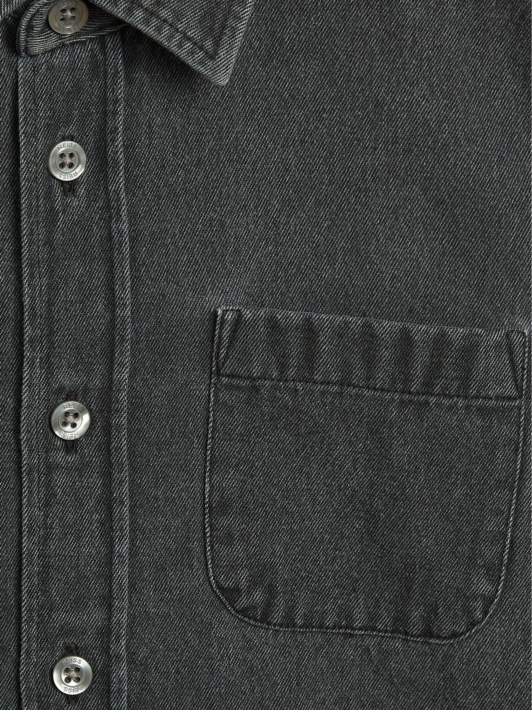 Long Sleeve Denim Overshirt in Washed Black - Image 6 of 6