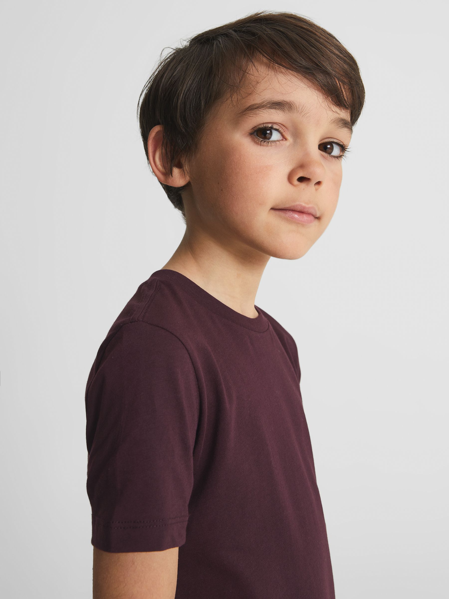 Crew Neck T-shirt in Bordeaux - Image 3 of 6