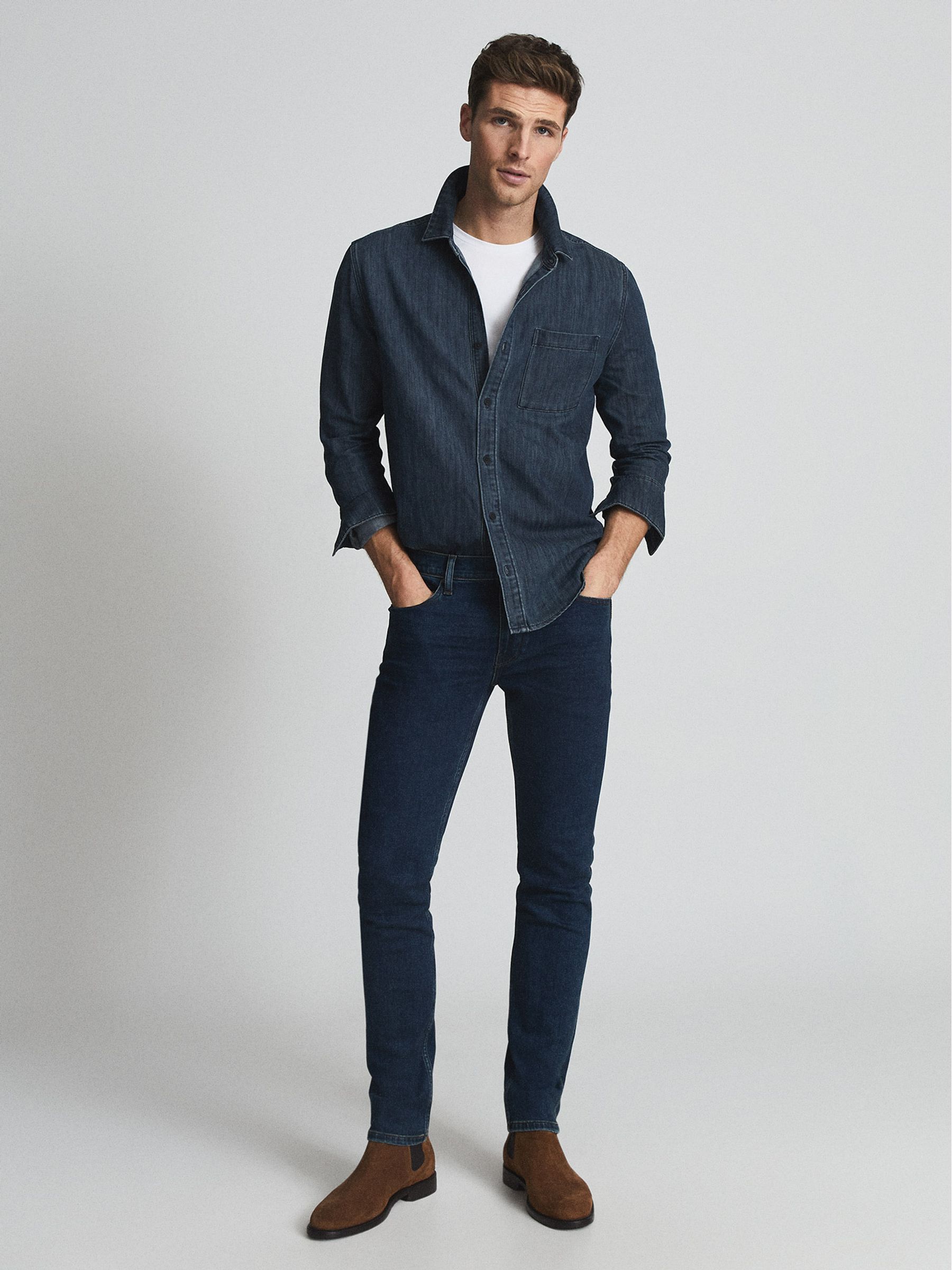 Paige High Stretch Slim Fit Jeans in Mid Indigo - Image 1 of 5