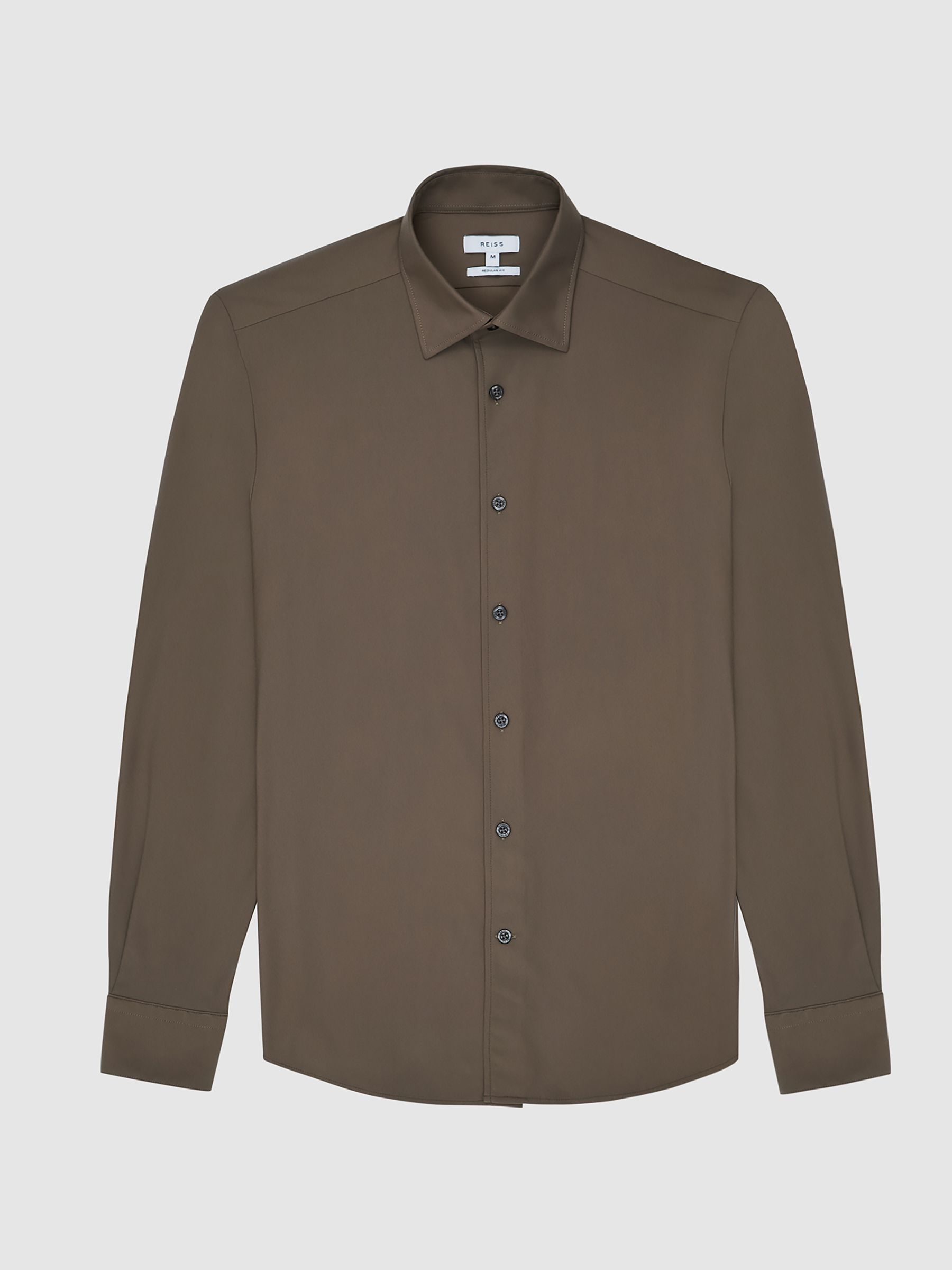 Regular Fit Travel Shirt in Khaki - Image 2 of 9