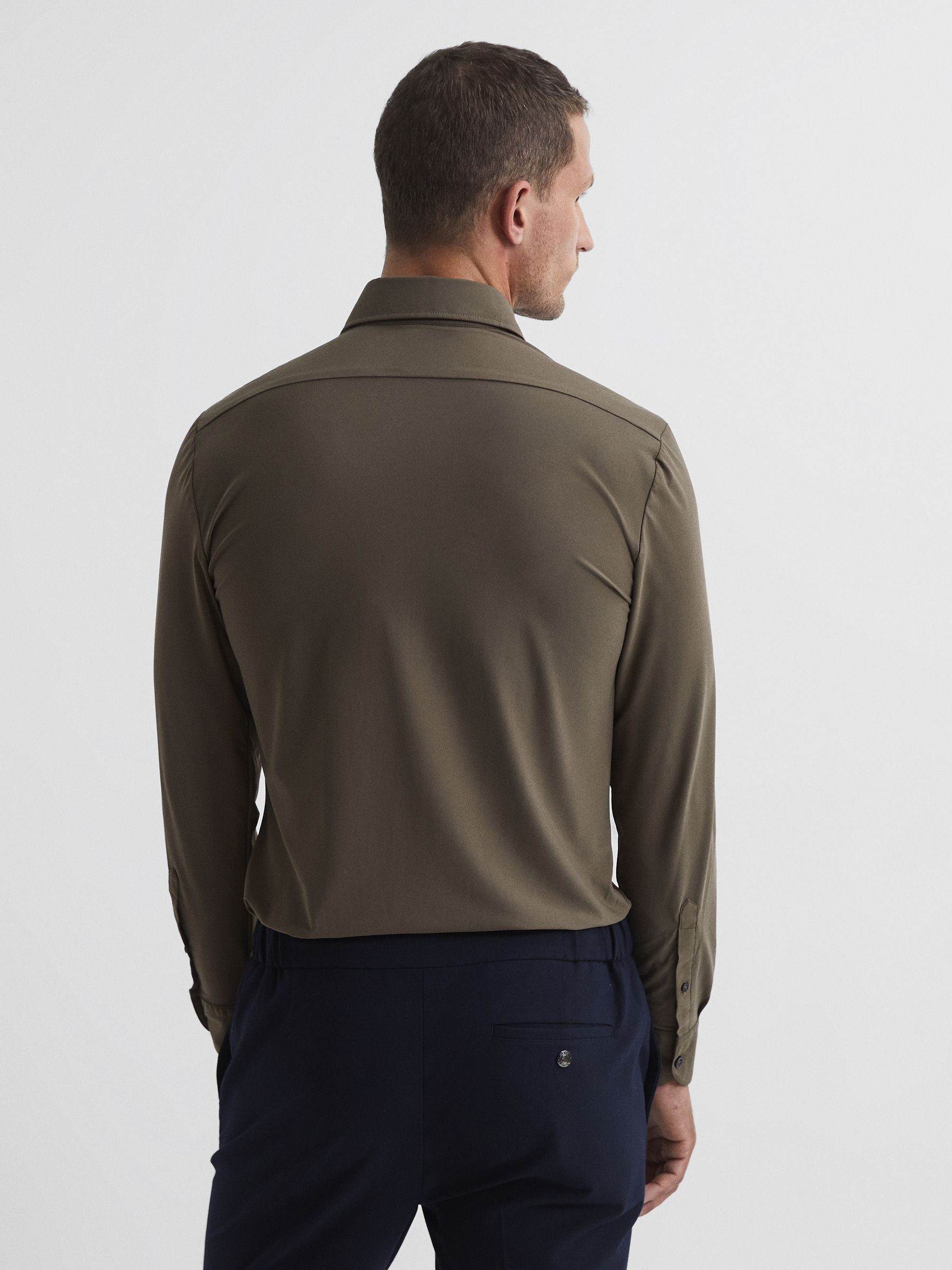 Regular Fit Travel Shirt in Khaki - Image 5 of 9