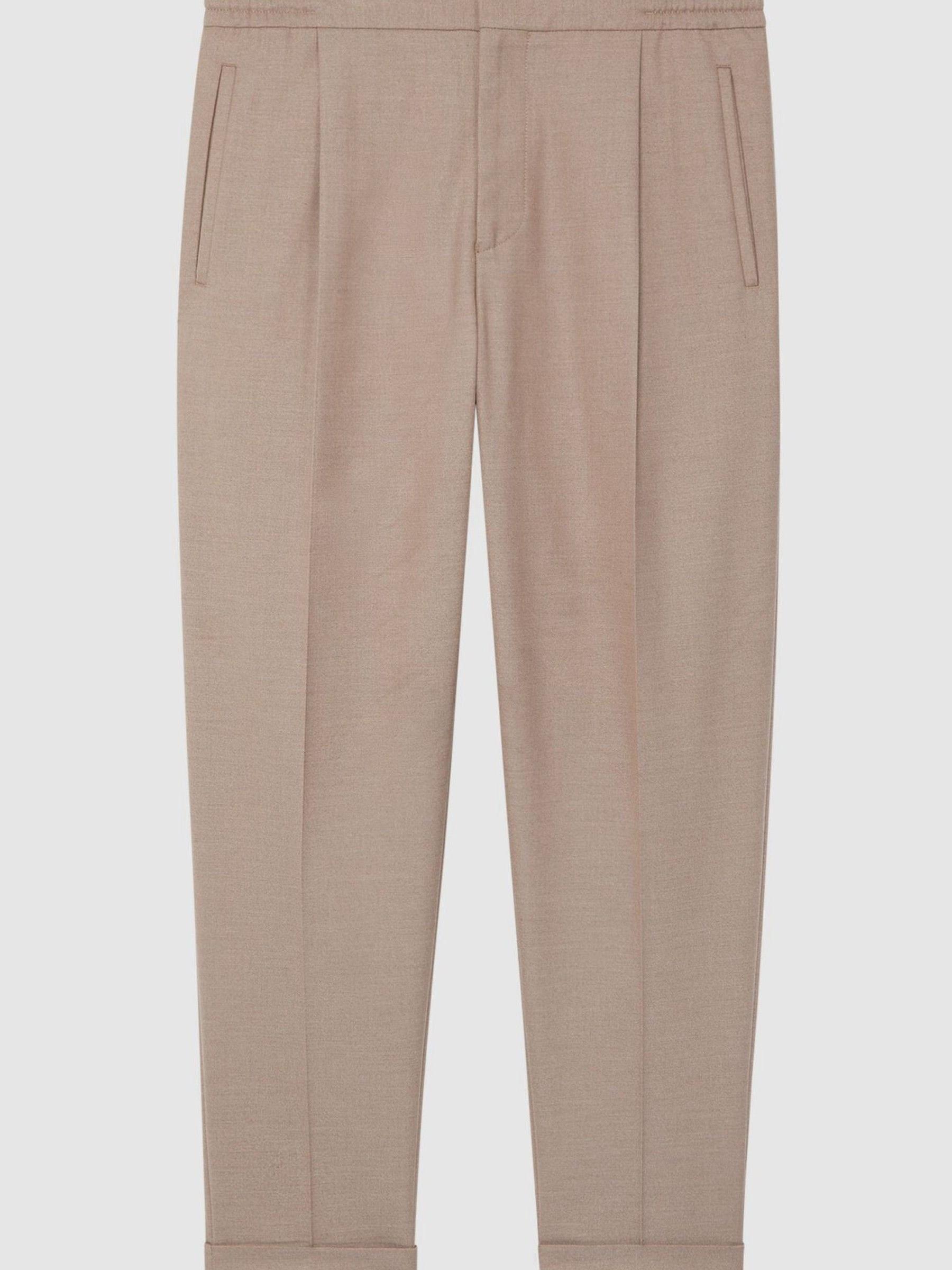 Relaxed Drawstring Trousers with Turn-Ups in Fawn - Image 2 of 6
