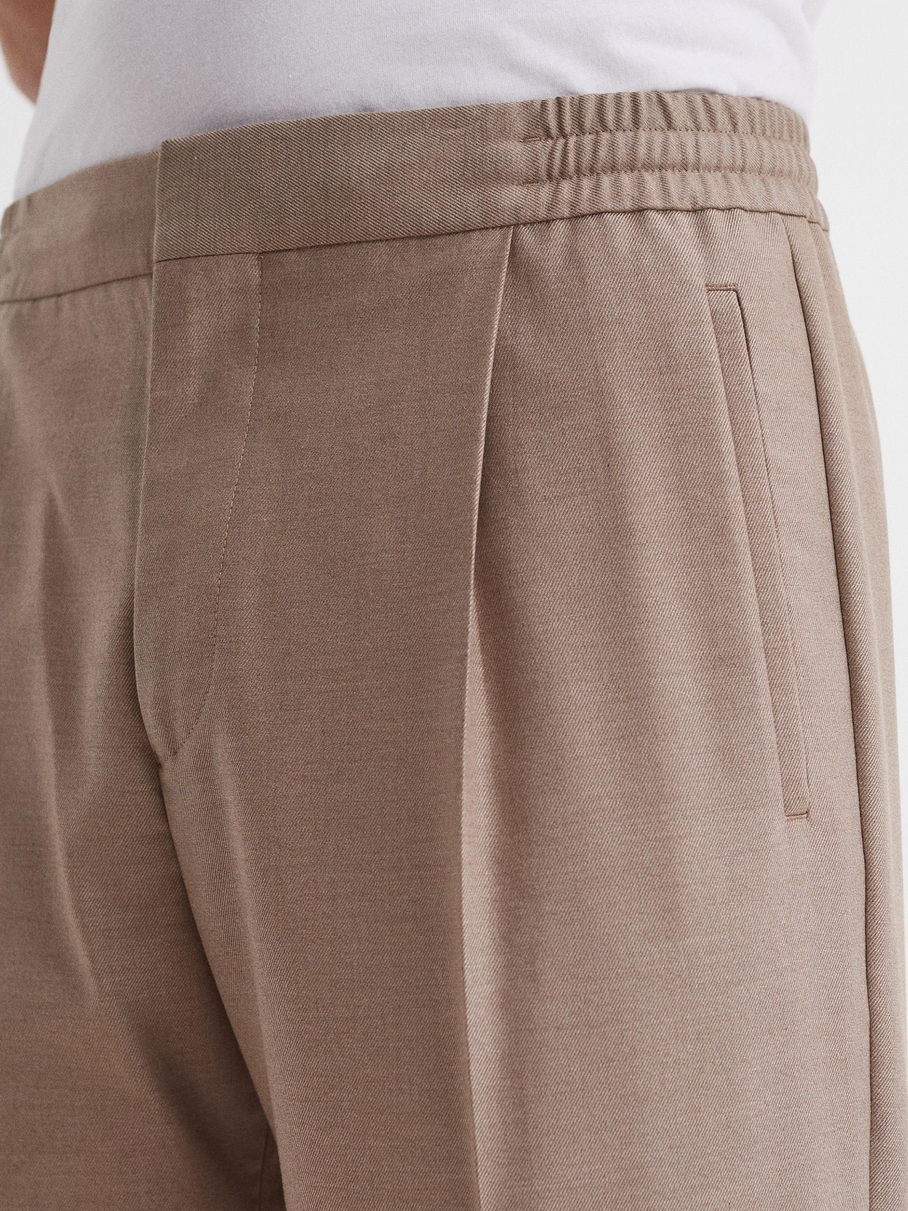 Relaxed Drawstring Trousers with Turn-Ups in Fawn - Image 4 of 6