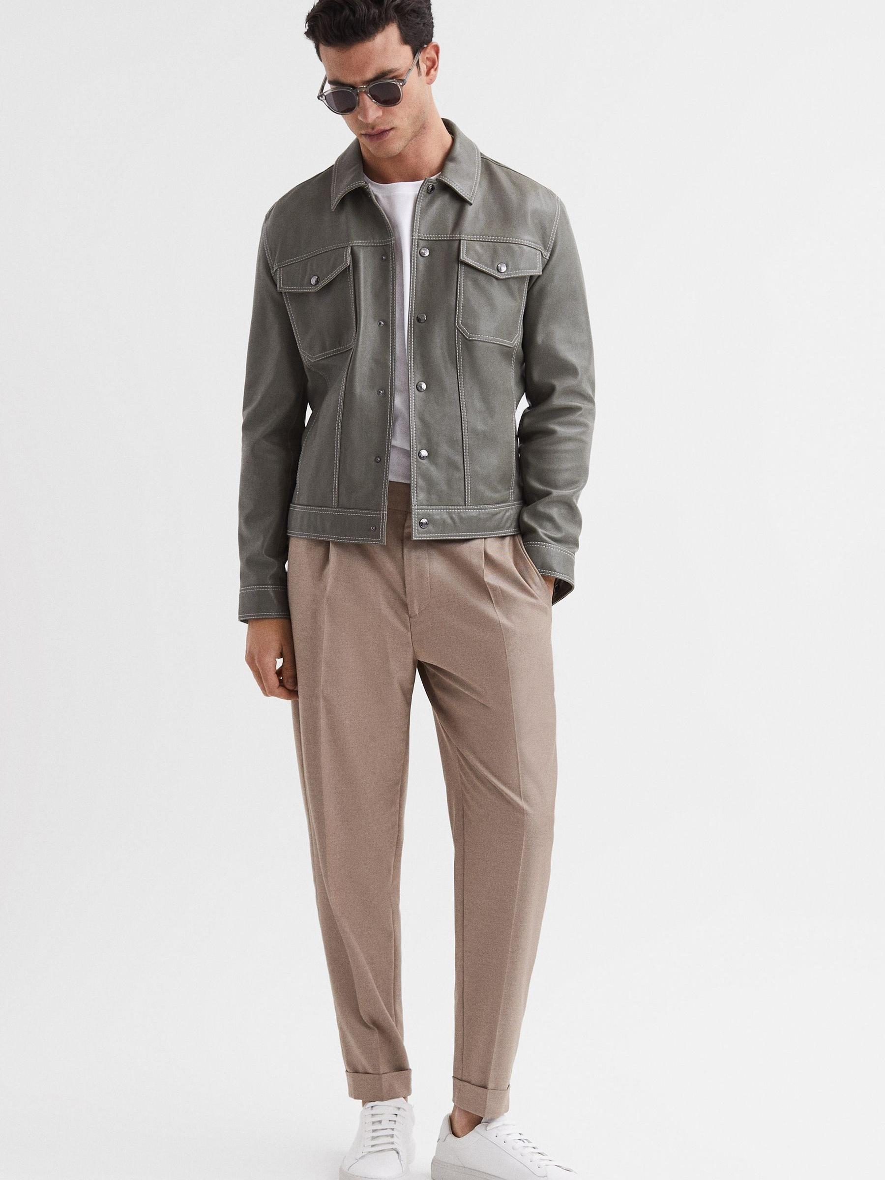 Relaxed Drawstring Trousers with Turn-Ups in Fawn - Image 6 of 6