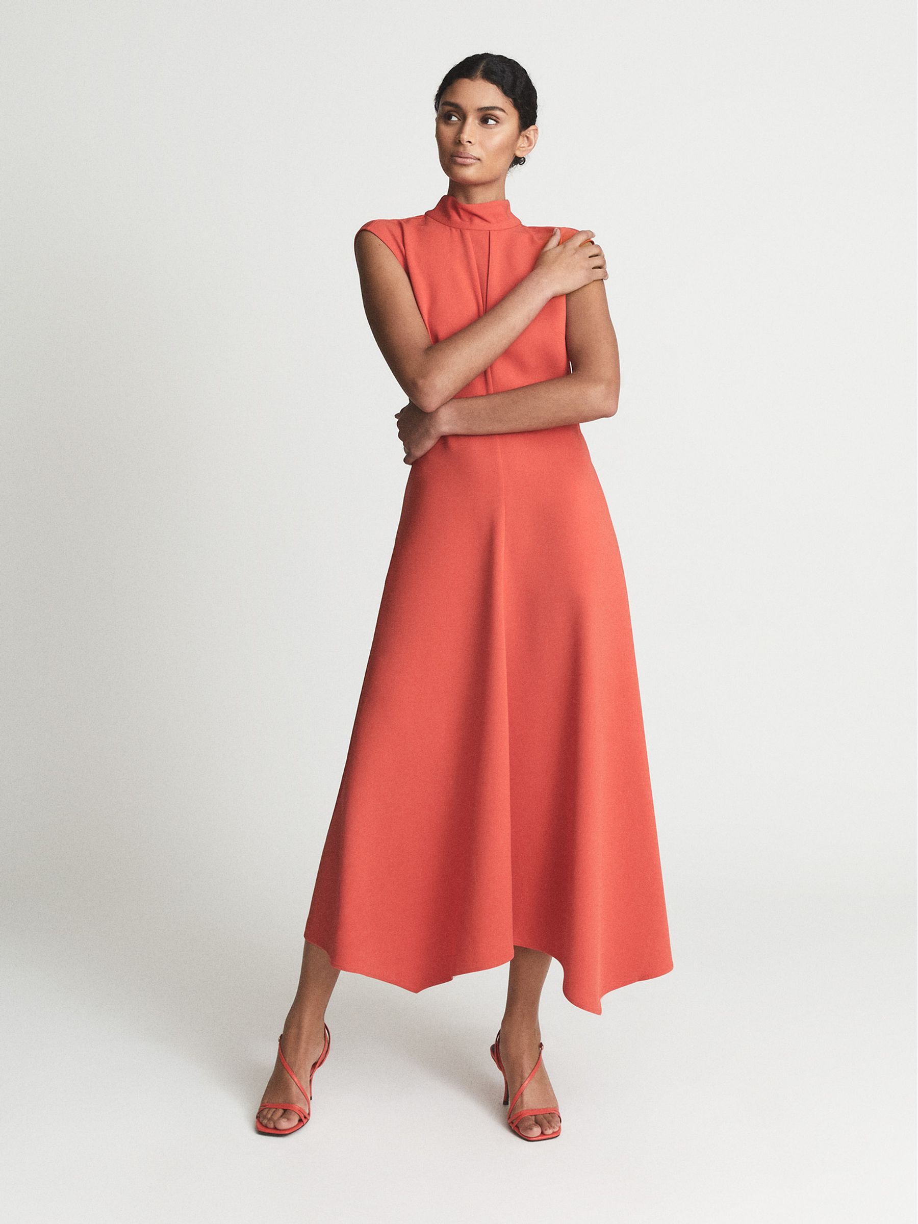 Regular Open Back Midi Dress in Orange - Image 3 of 6