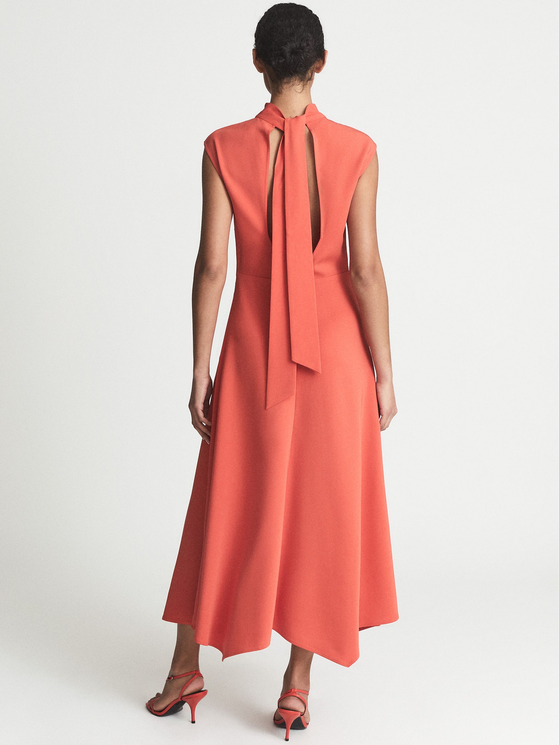 Regular Open Back Midi Dress in Orange - Image 5 of 6