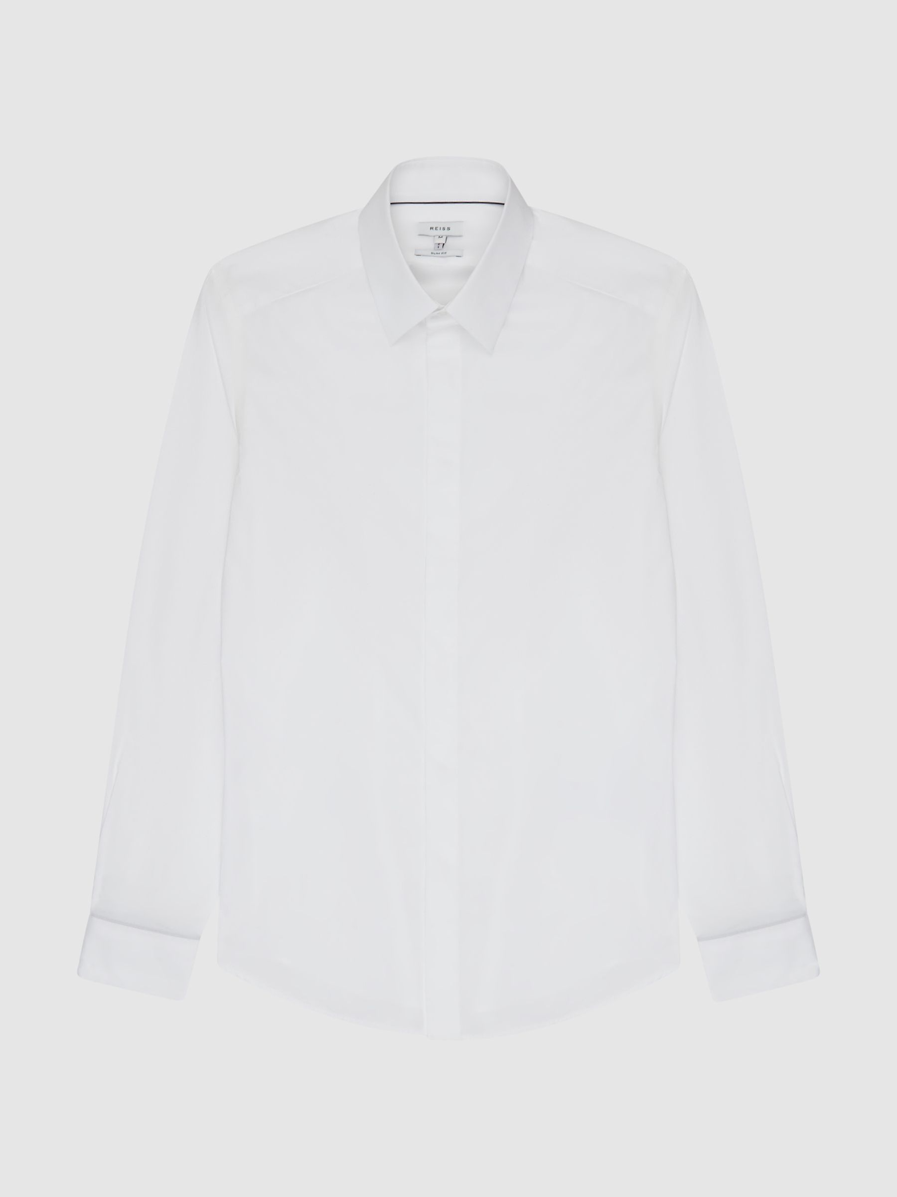 Slim Fit Cotton Blend Shirt in White - Image 2 of 8