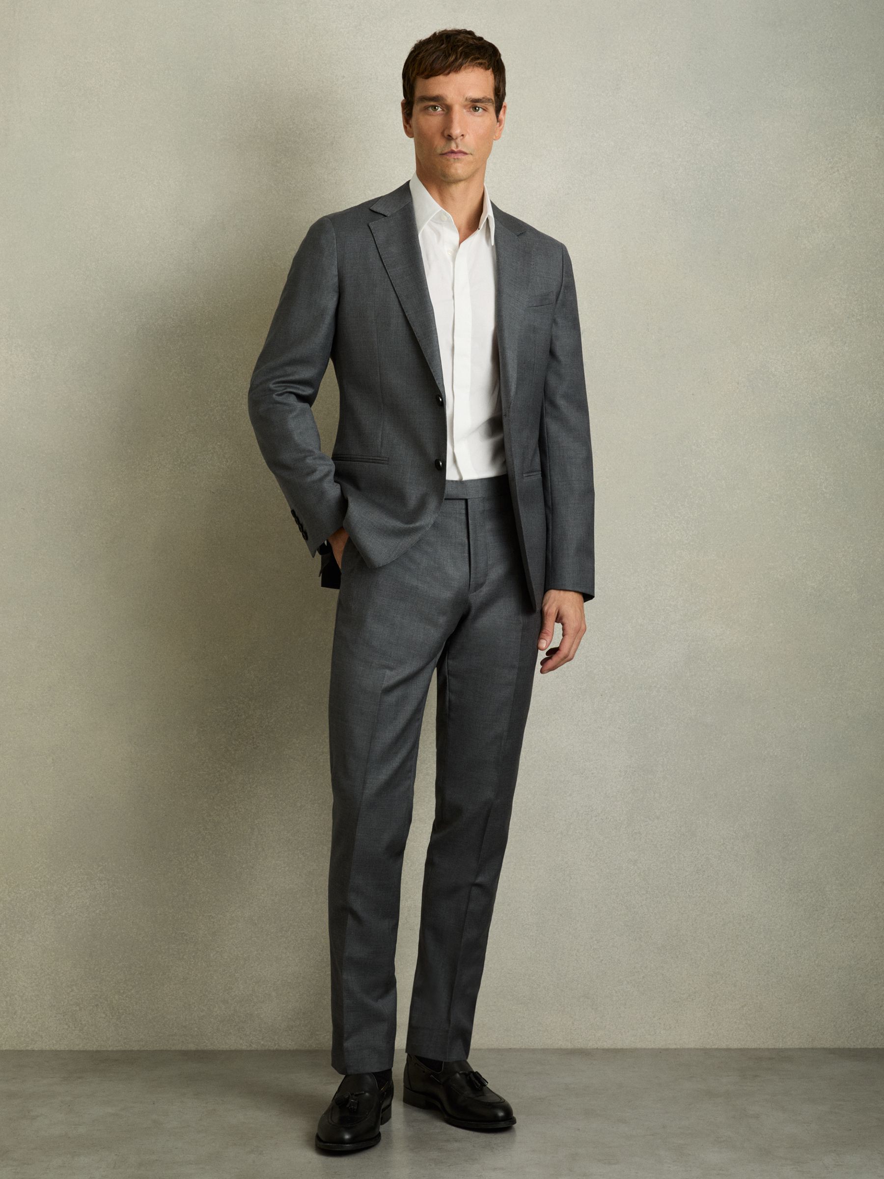Slim Fit Cotton Blend Shirt in White - Image 5 of 8