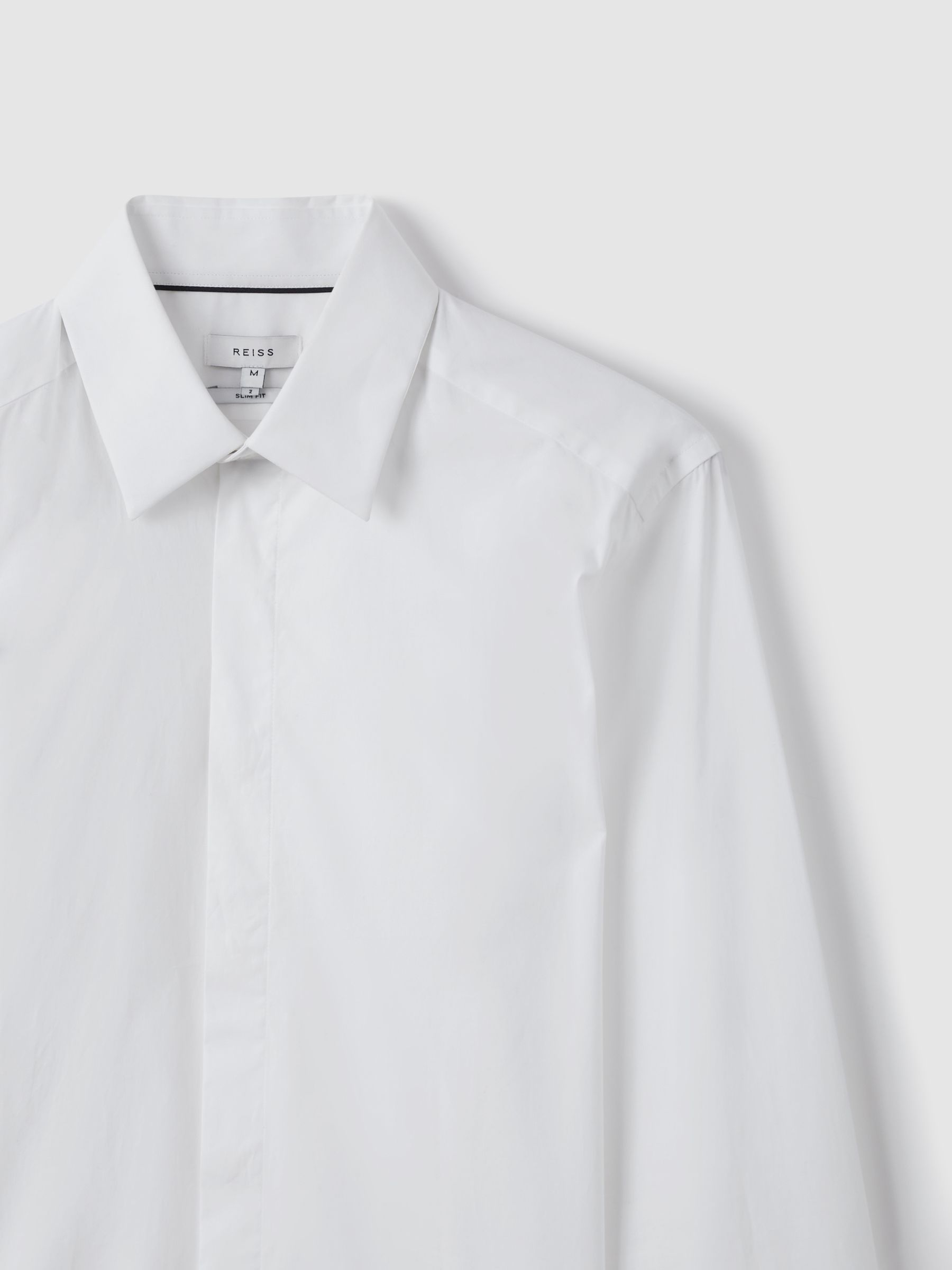 Slim Fit Cotton Blend Shirt in White - Image 6 of 8