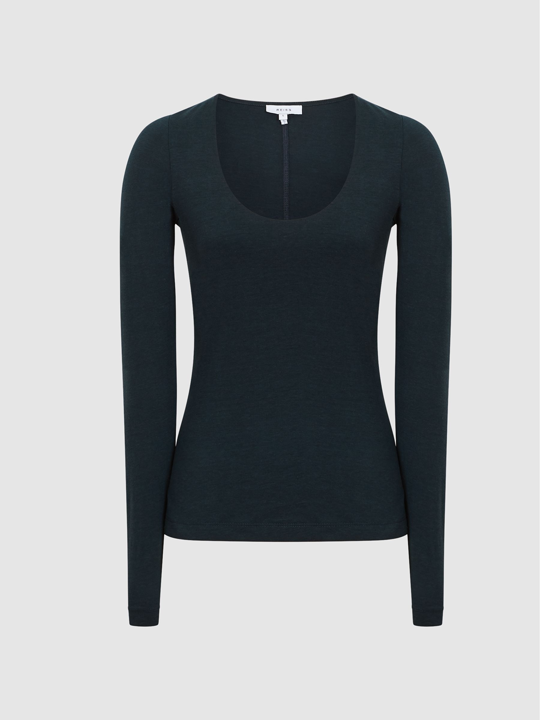 Scoop Neck Jersey Top in Teal - Image 2 of 6