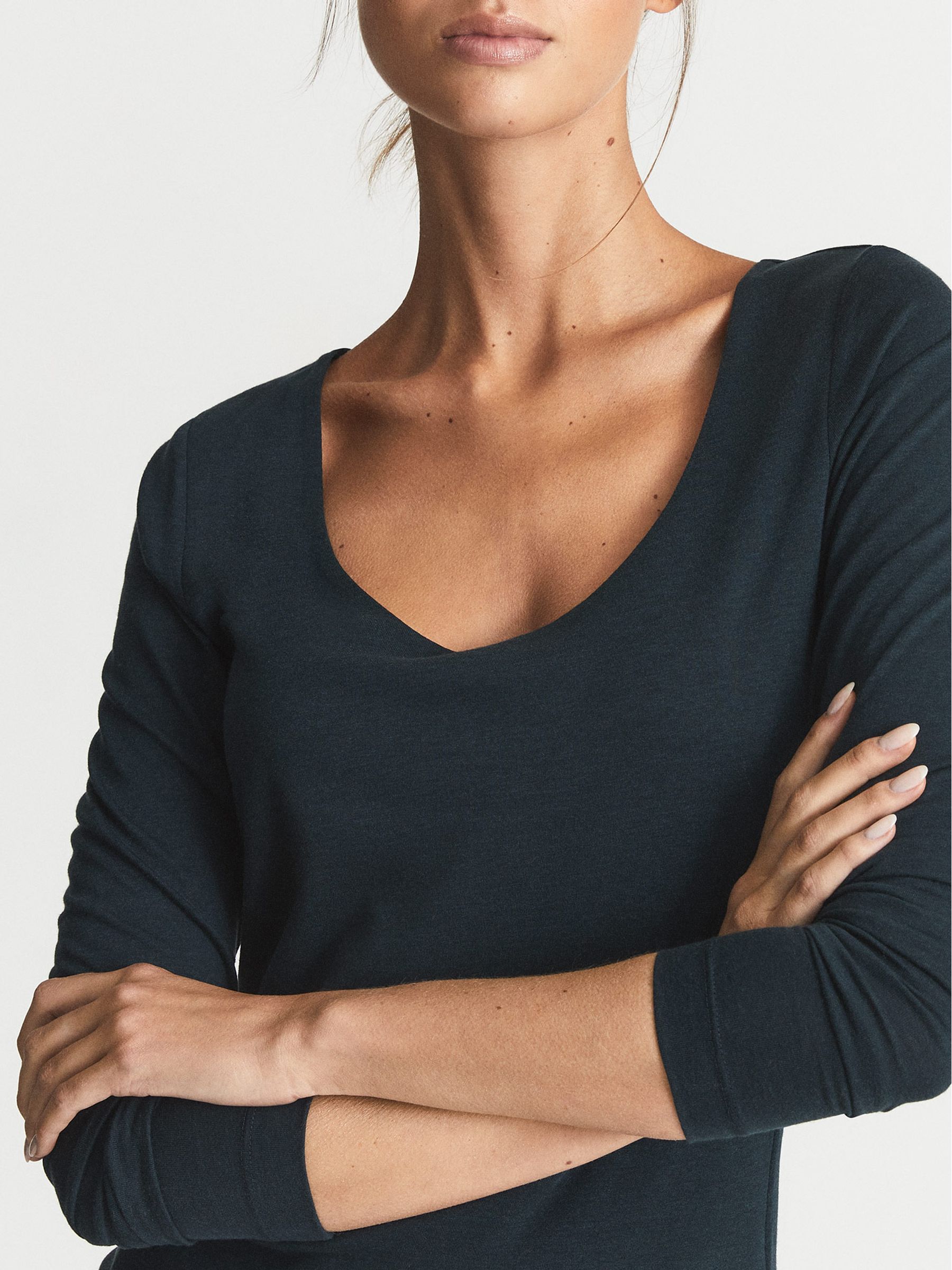 Scoop Neck Jersey Top in Teal - Image 4 of 6