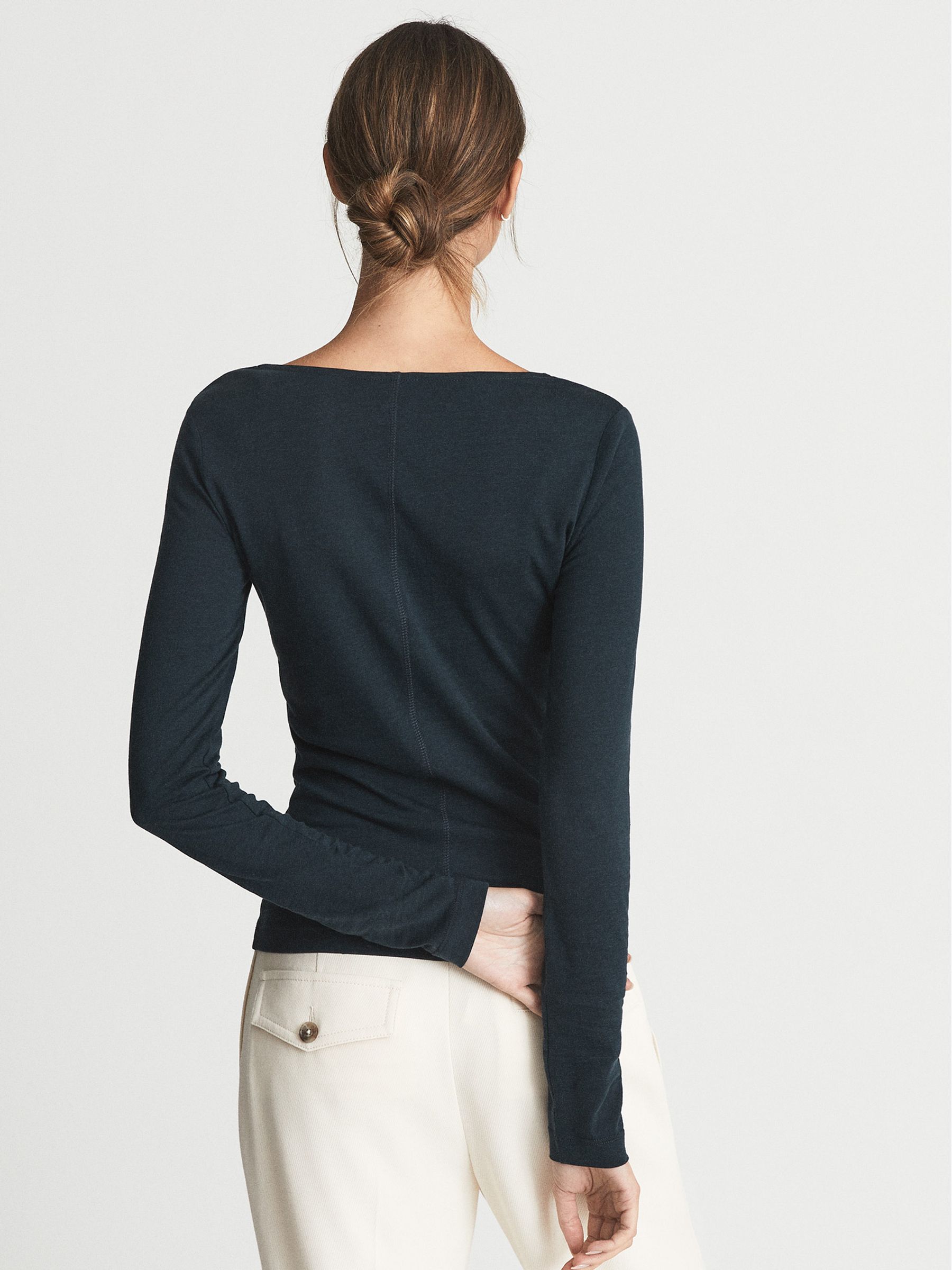 Scoop Neck Jersey Top in Teal - Image 5 of 6