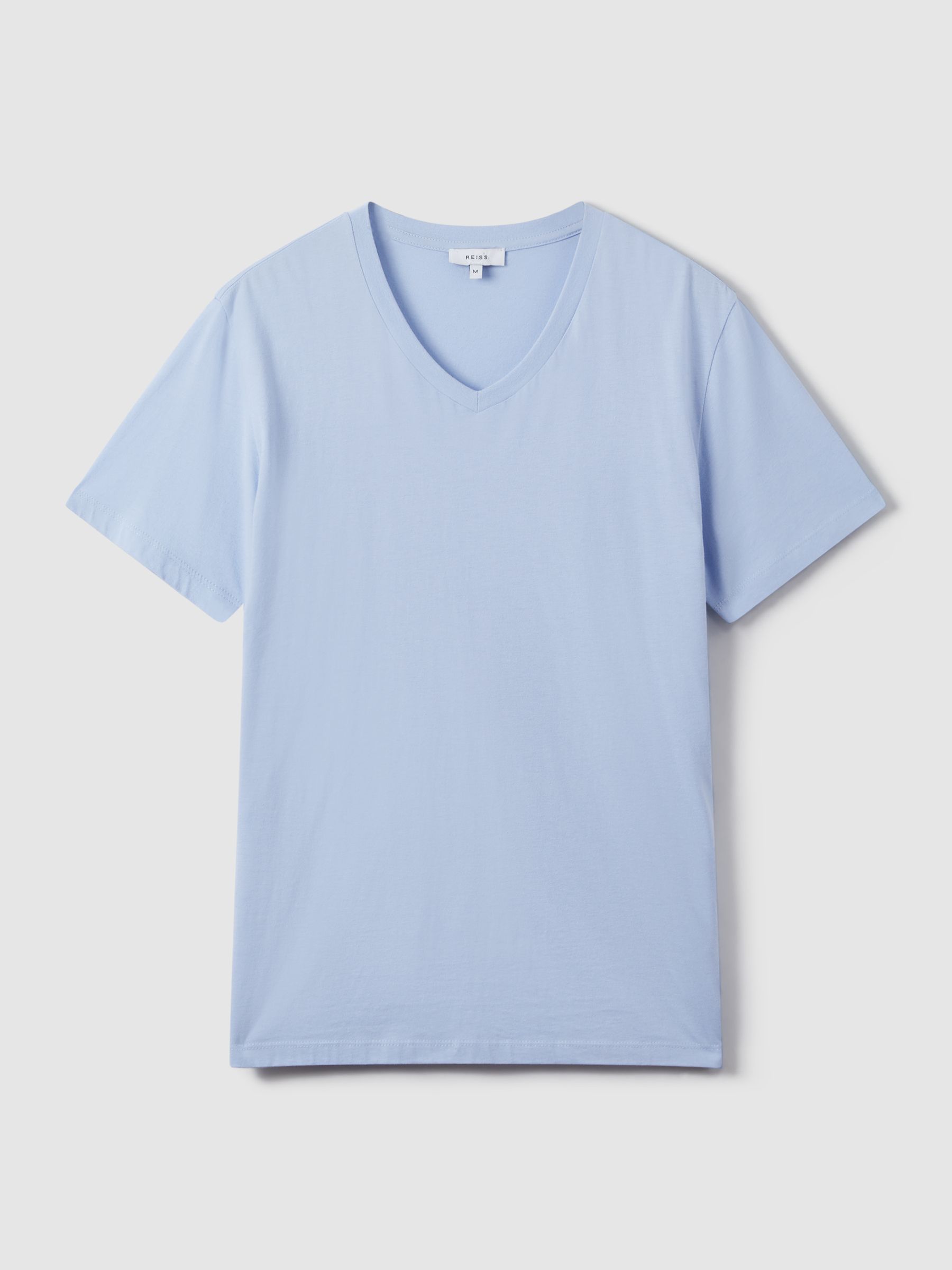 Cotton V-Neck T-Shirt in Soft Blue - Image 2 of 7