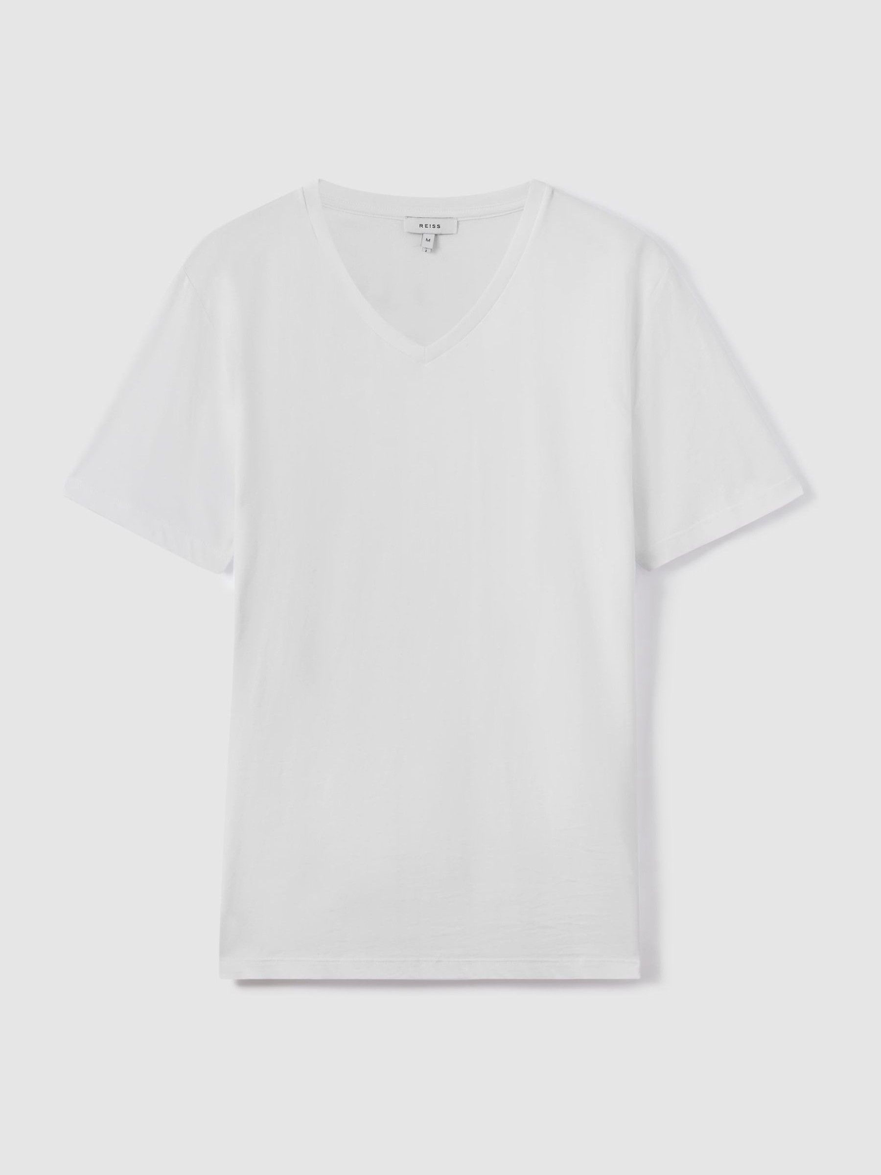 Cotton V-Neck T-Shirt in White - Image 2 of 8