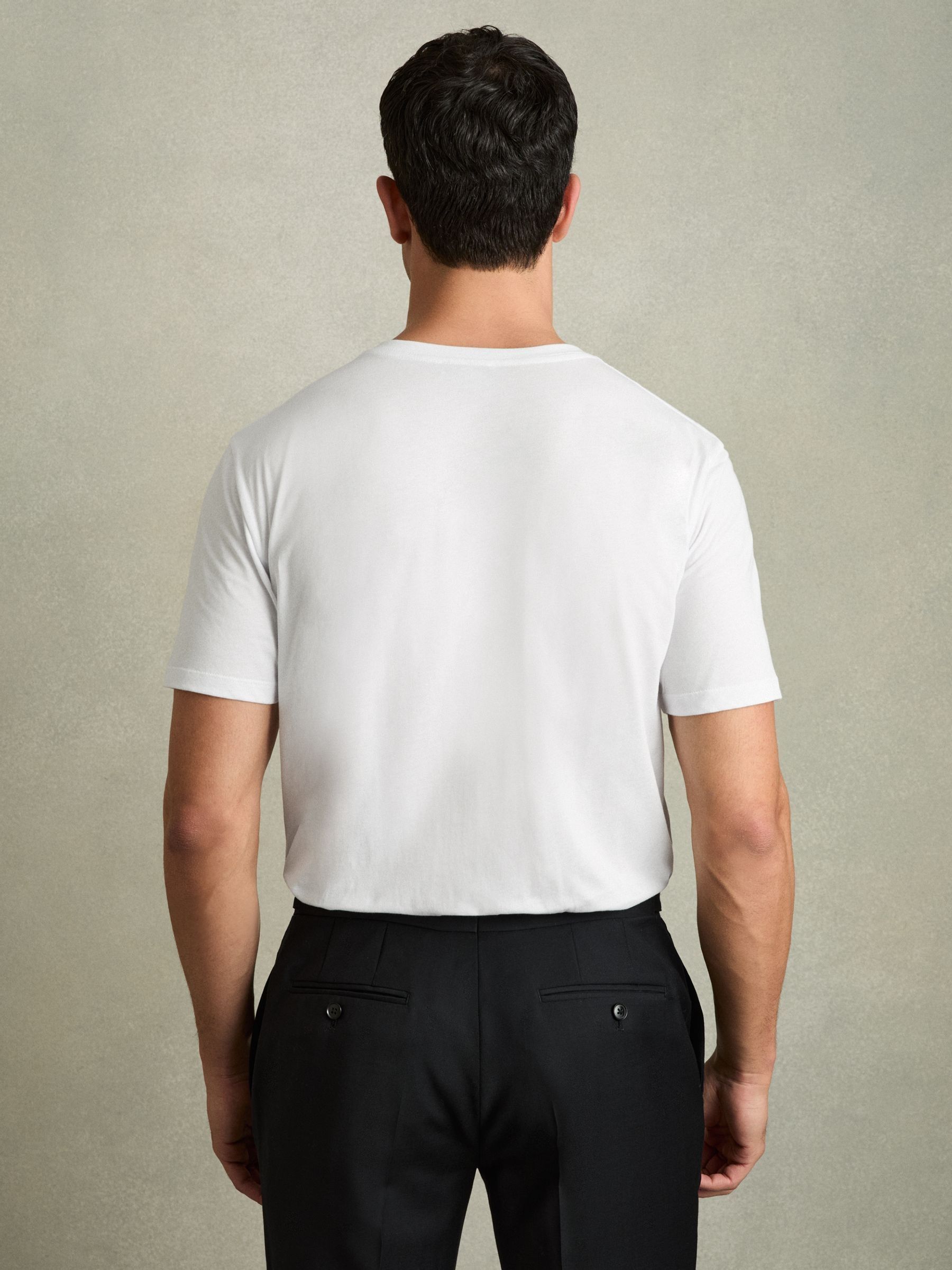 Cotton V-Neck T-Shirt in White - Image 5 of 8