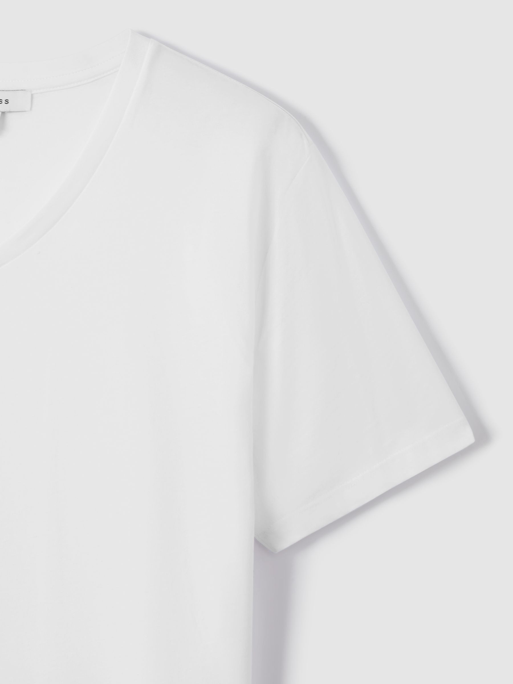 Cotton V-Neck T-Shirt in White - Image 6 of 8