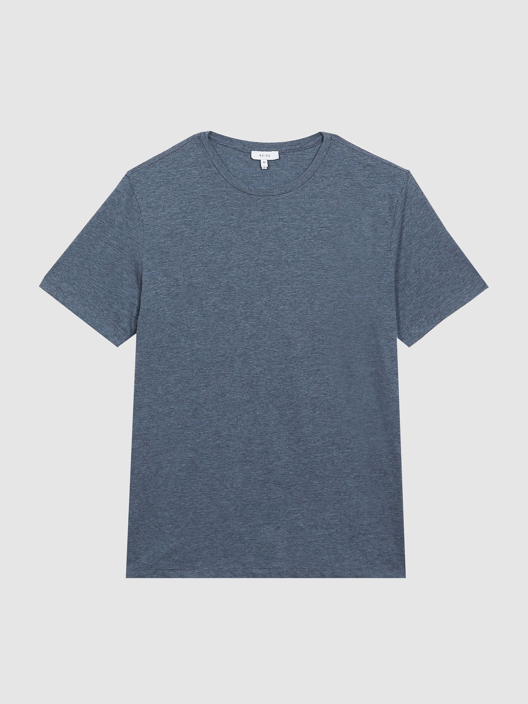 Cotton Crew Neck T-Shirt in Airforce Blue Melange - Image 2 of 7