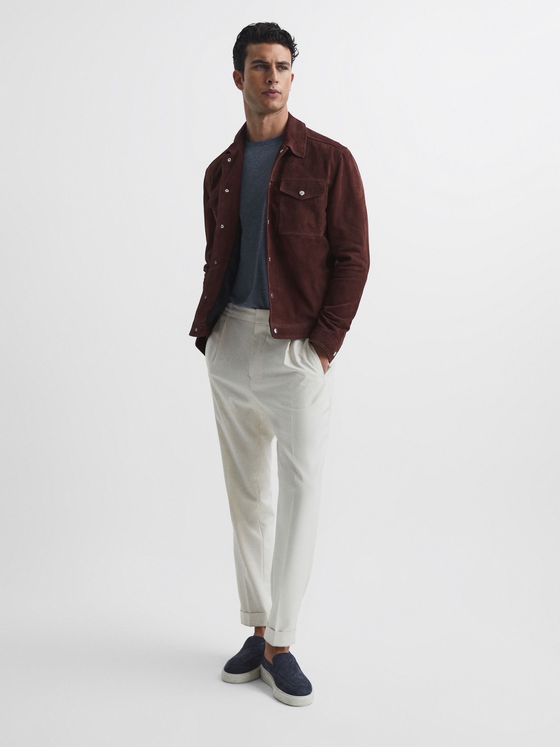 Cotton Crew Neck T-Shirt in Airforce Blue Melange - Image 6 of 7