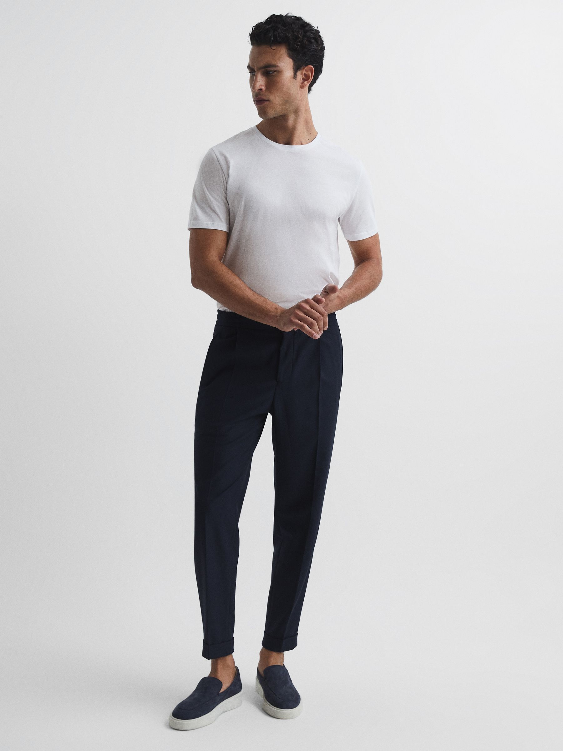 Cotton Crew Neck T-Shirt in White - Image 3 of 6