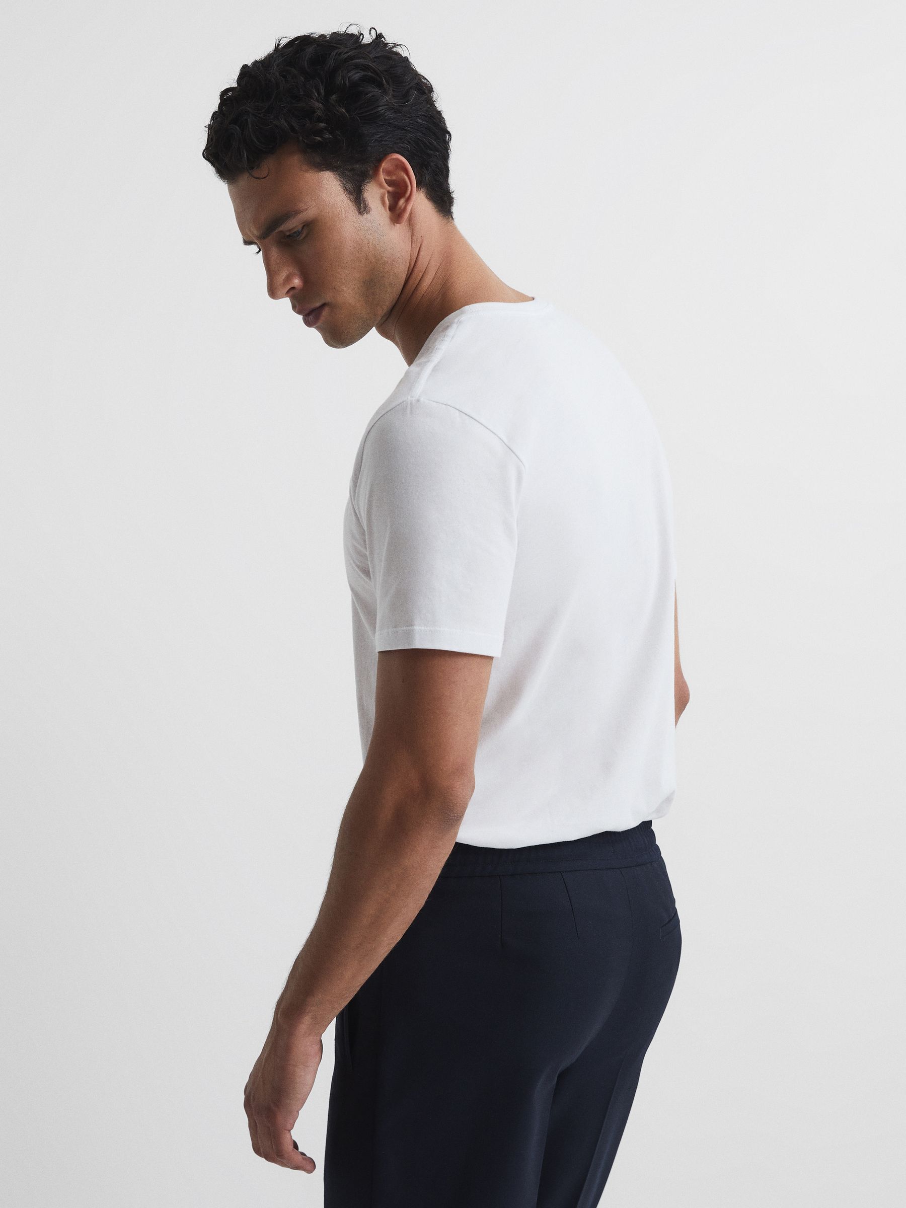 Cotton Crew Neck T-Shirt in White - Image 5 of 6