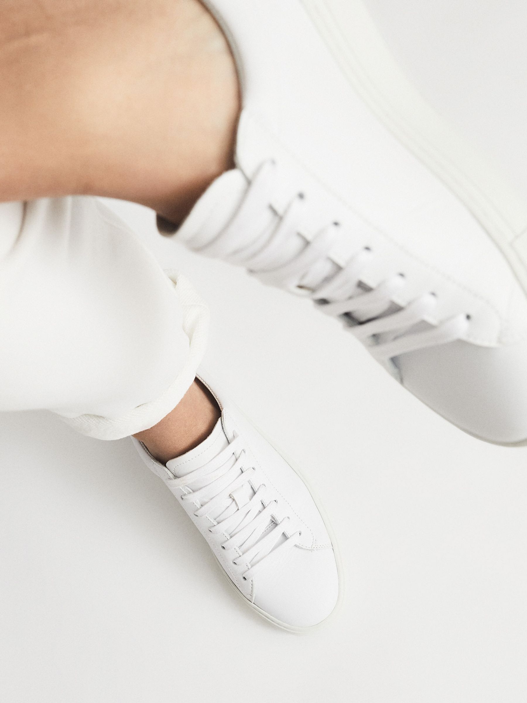 Leather Trainers in White - Image 6 of 7