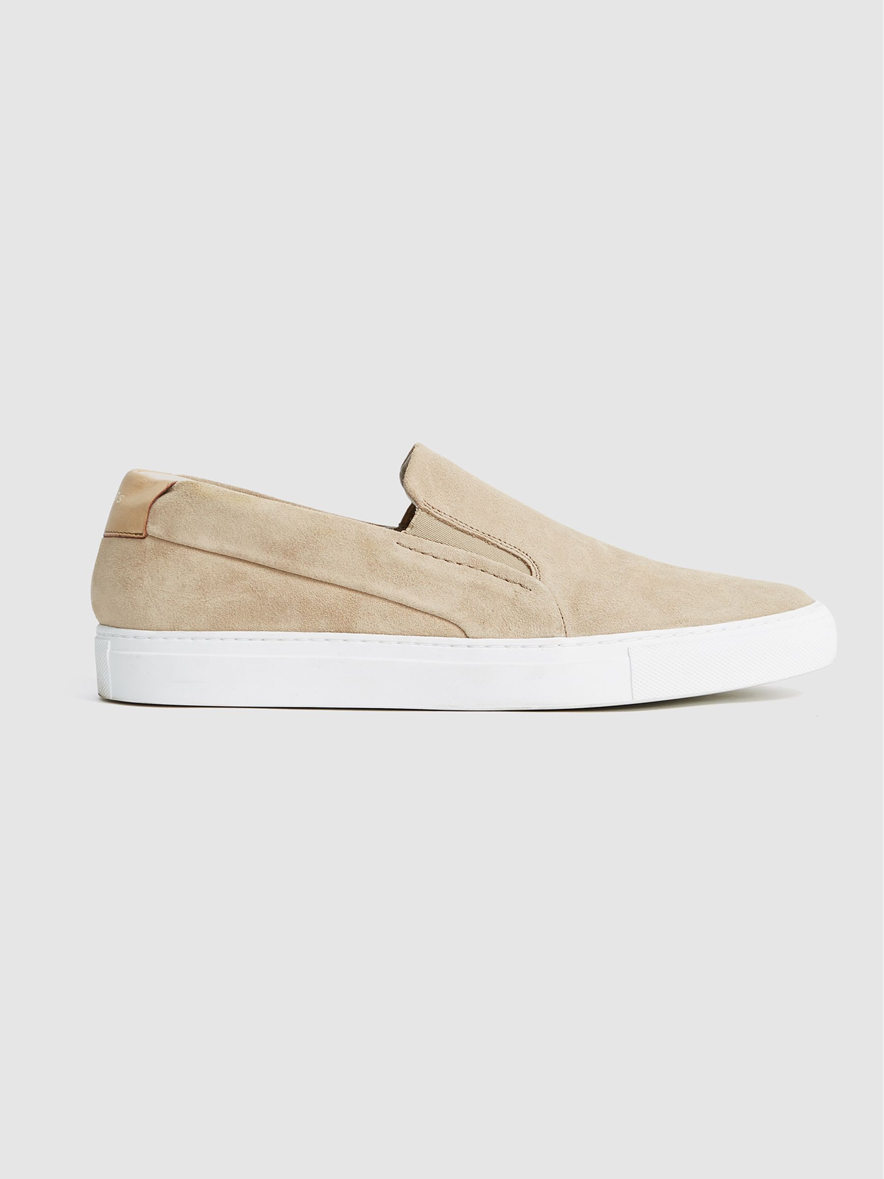Suede Slip-On Trainers in Sand - Image 2 of 6