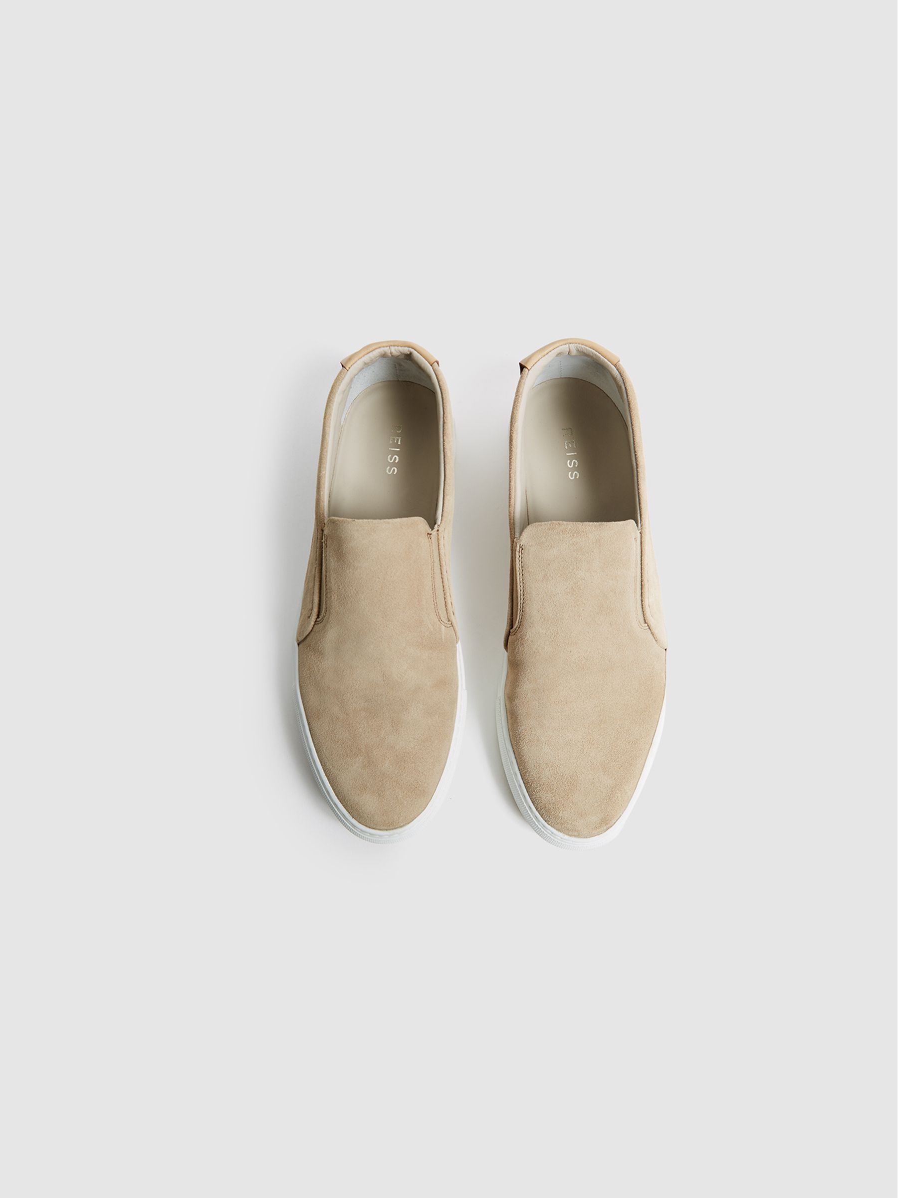 Suede Slip-On Trainers in Sand - Image 3 of 6