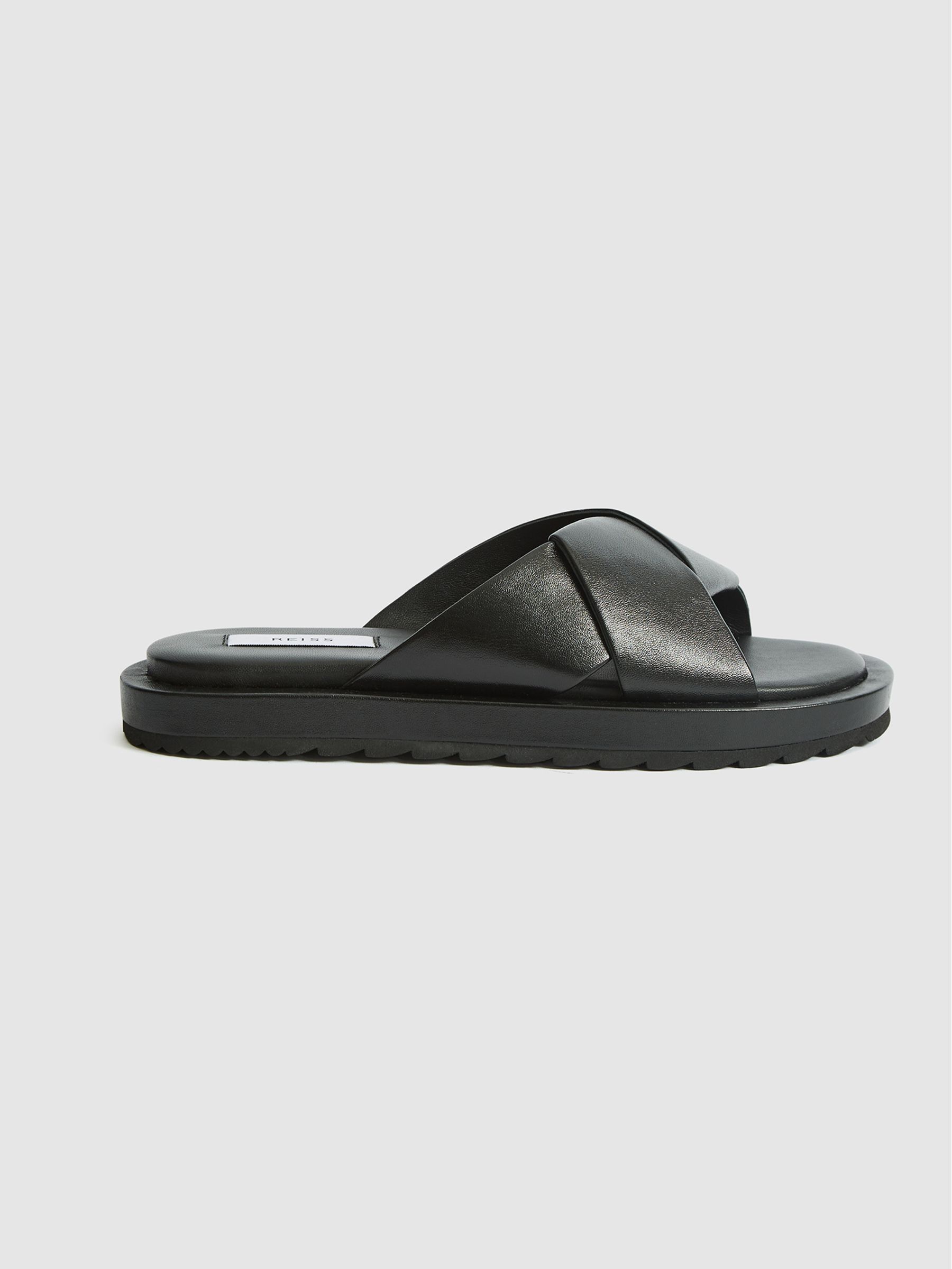 Leather Slider Sandals in Black - Image 2 of 6