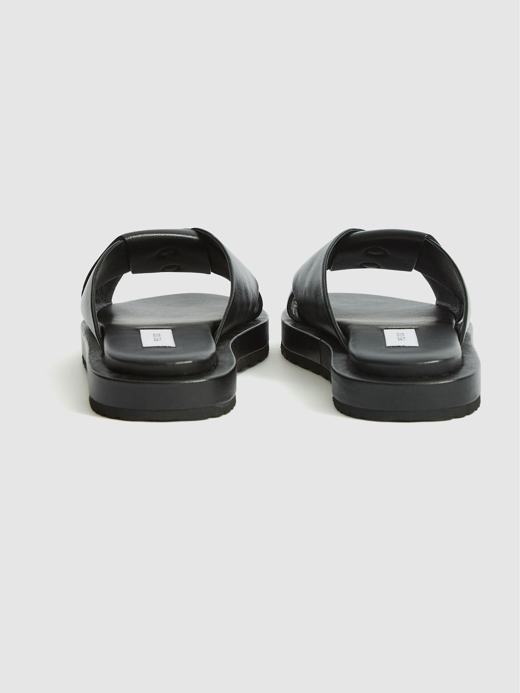 Leather Slider Sandals in Black - Image 5 of 6