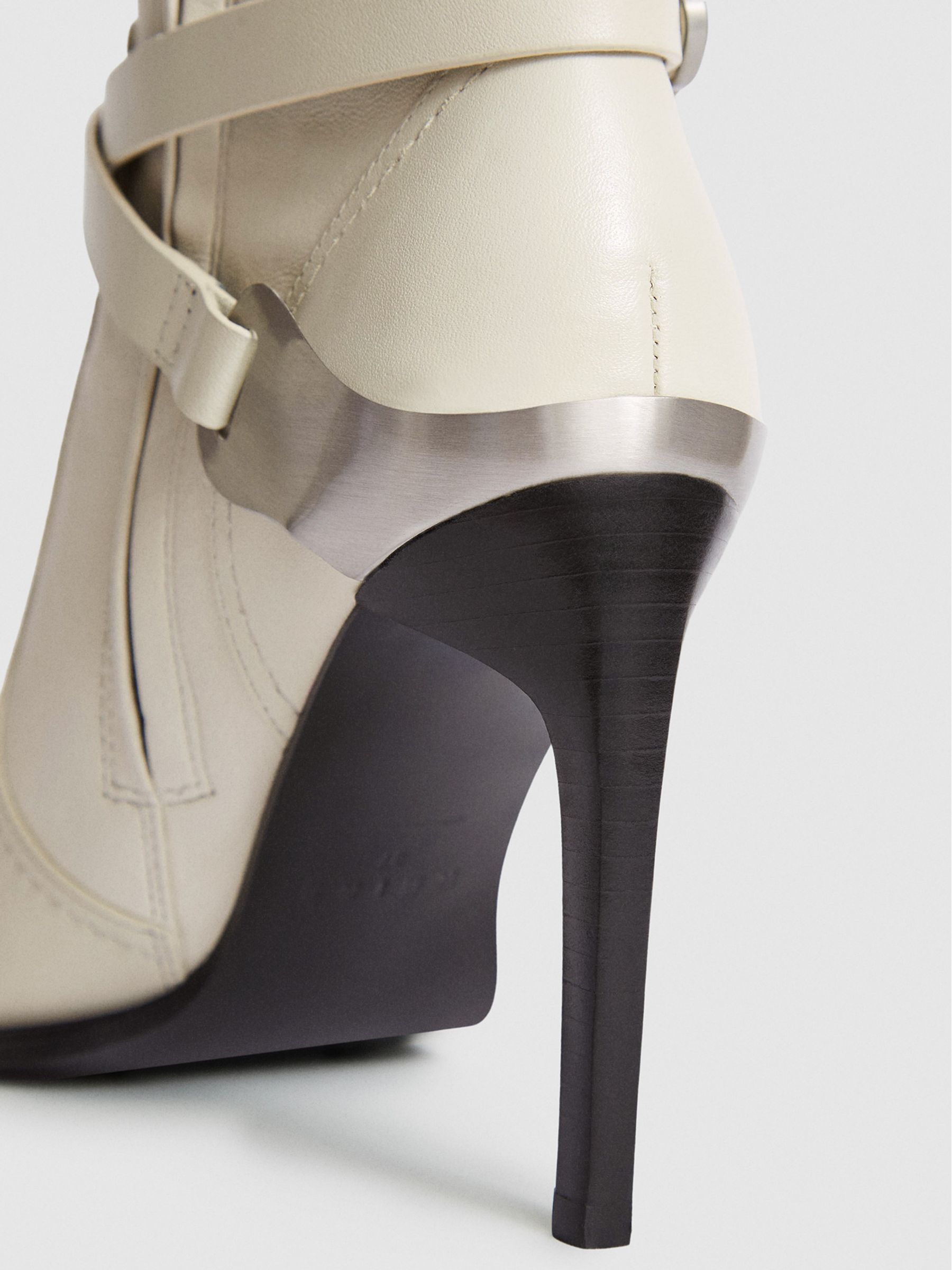 Leather Point-Toe Boots in Off White - Image 4 of 6