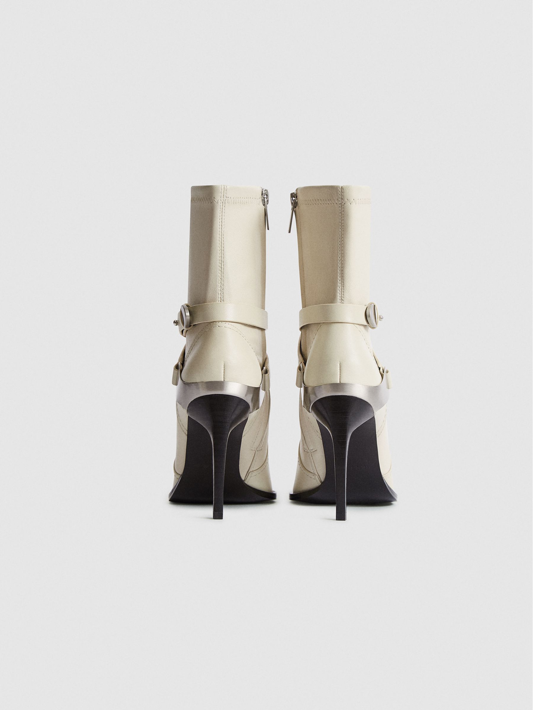 Leather Point-Toe Boots in Off White - Image 5 of 6