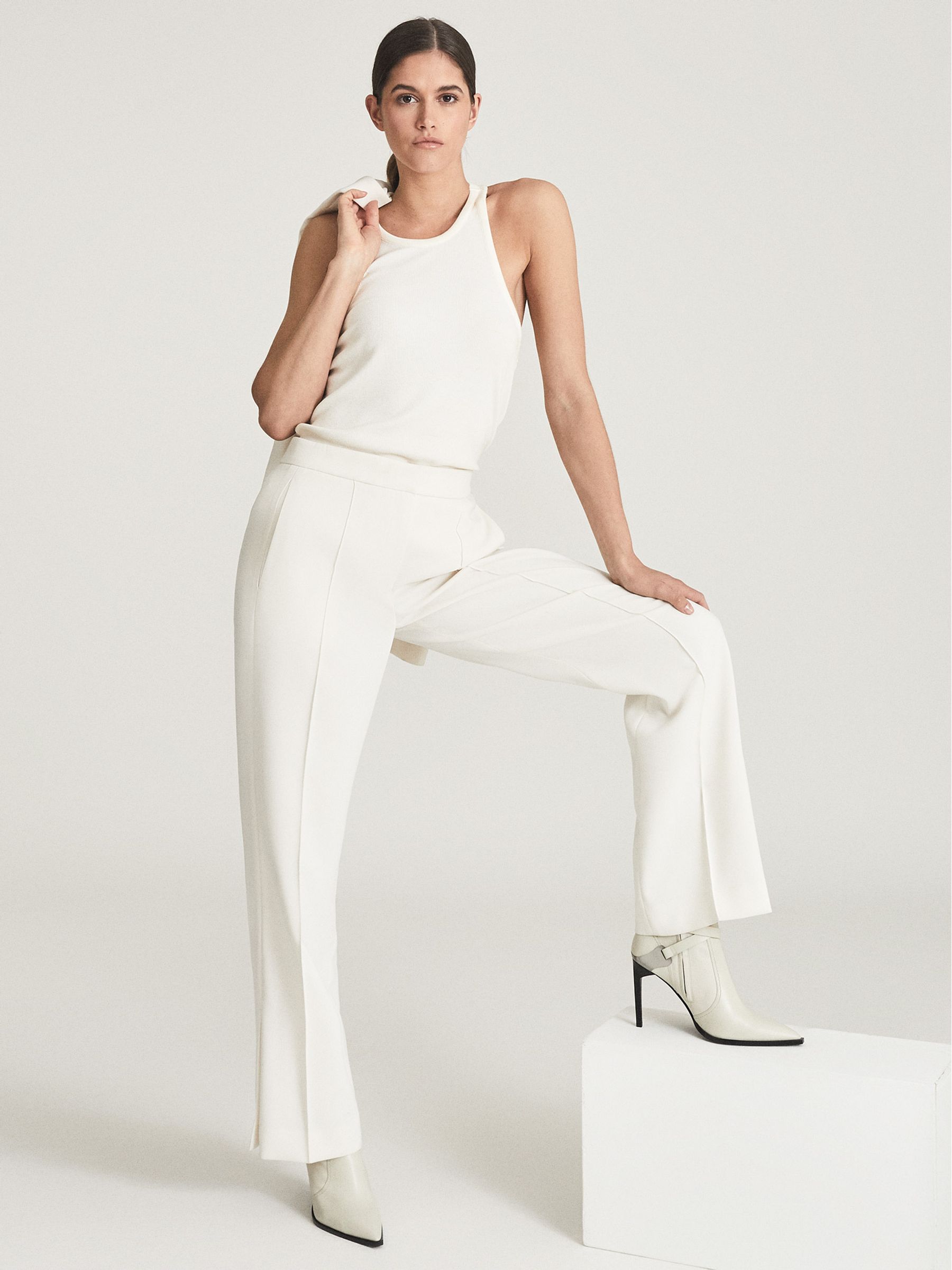 Leather Point-Toe Boots in Off White - Image 6 of 6