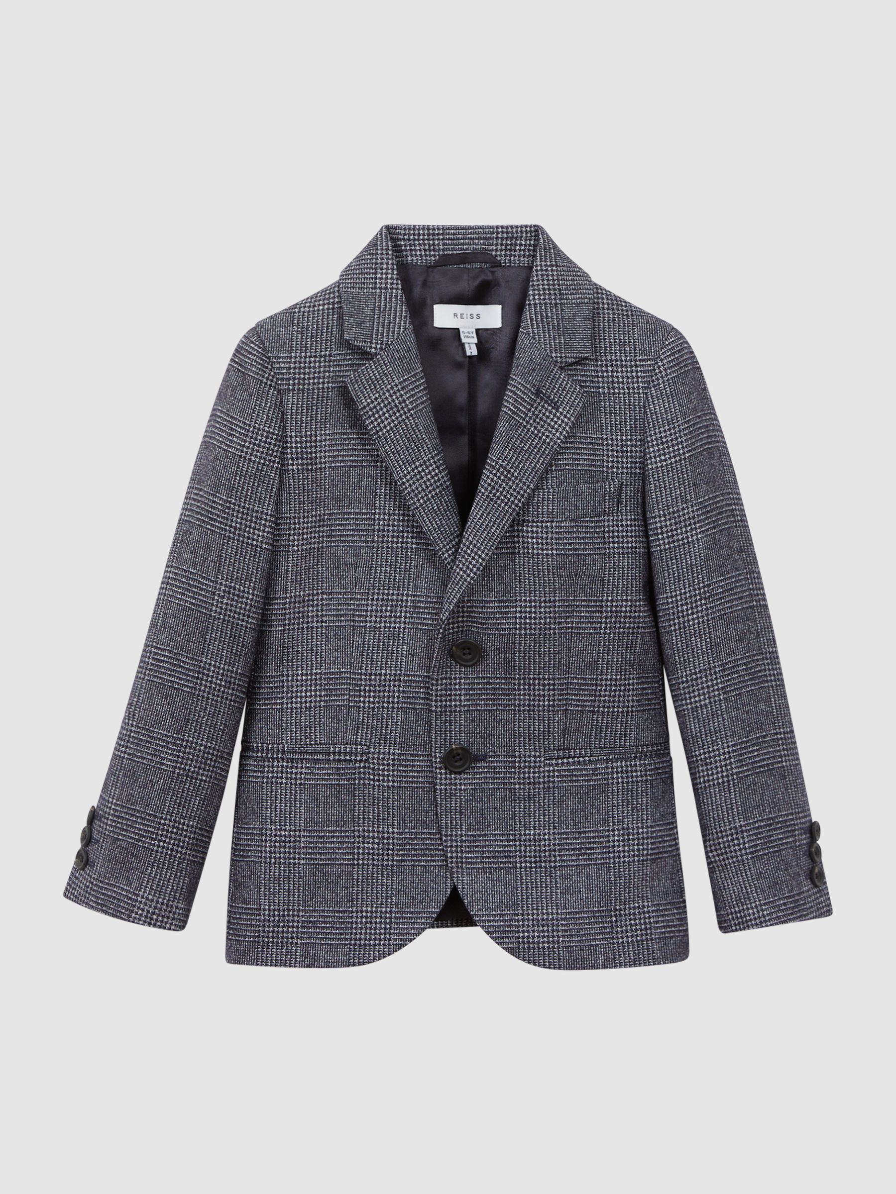 4-9 yrs Single Breasted Check Blazer in Navy - Image 2 of 6