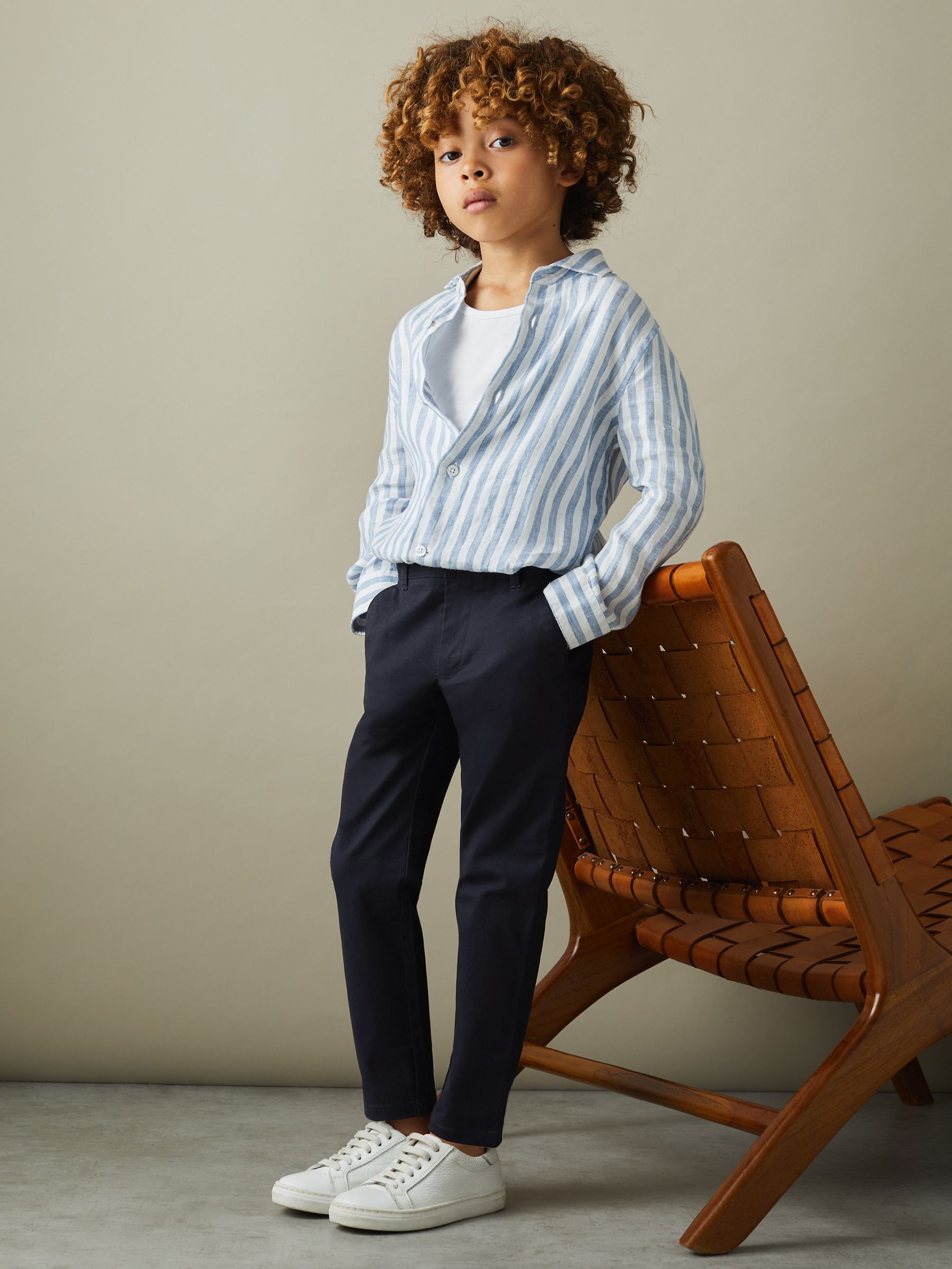 9-14 yrs Slim Fit Casual Chinos in Navy - Image 1 of 5