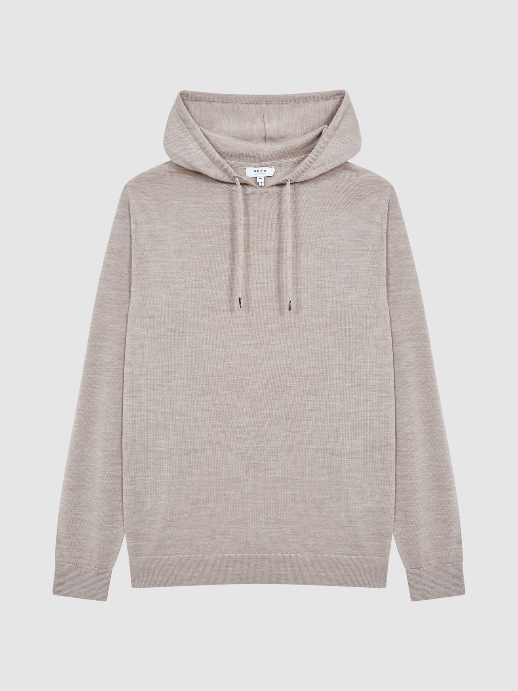 Merino Wool Drawstring Hoodie in Wheat Melange - Image 2 of 5