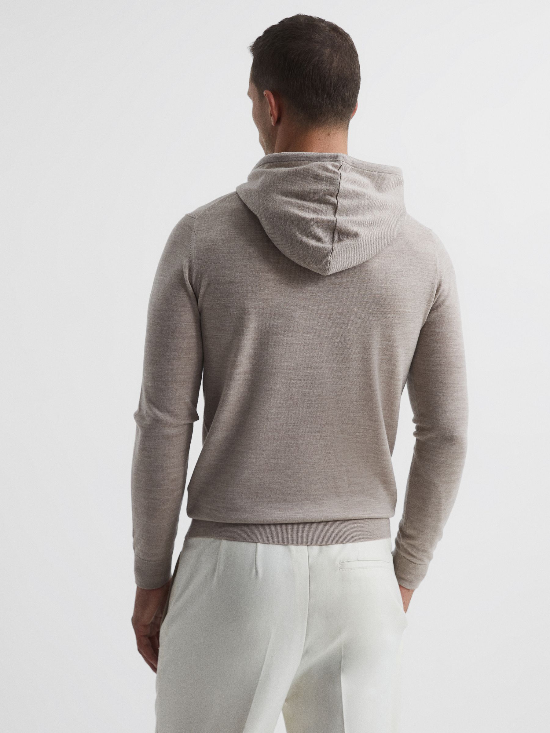 Merino Wool Drawstring Hoodie in Wheat Melange - Image 5 of 5