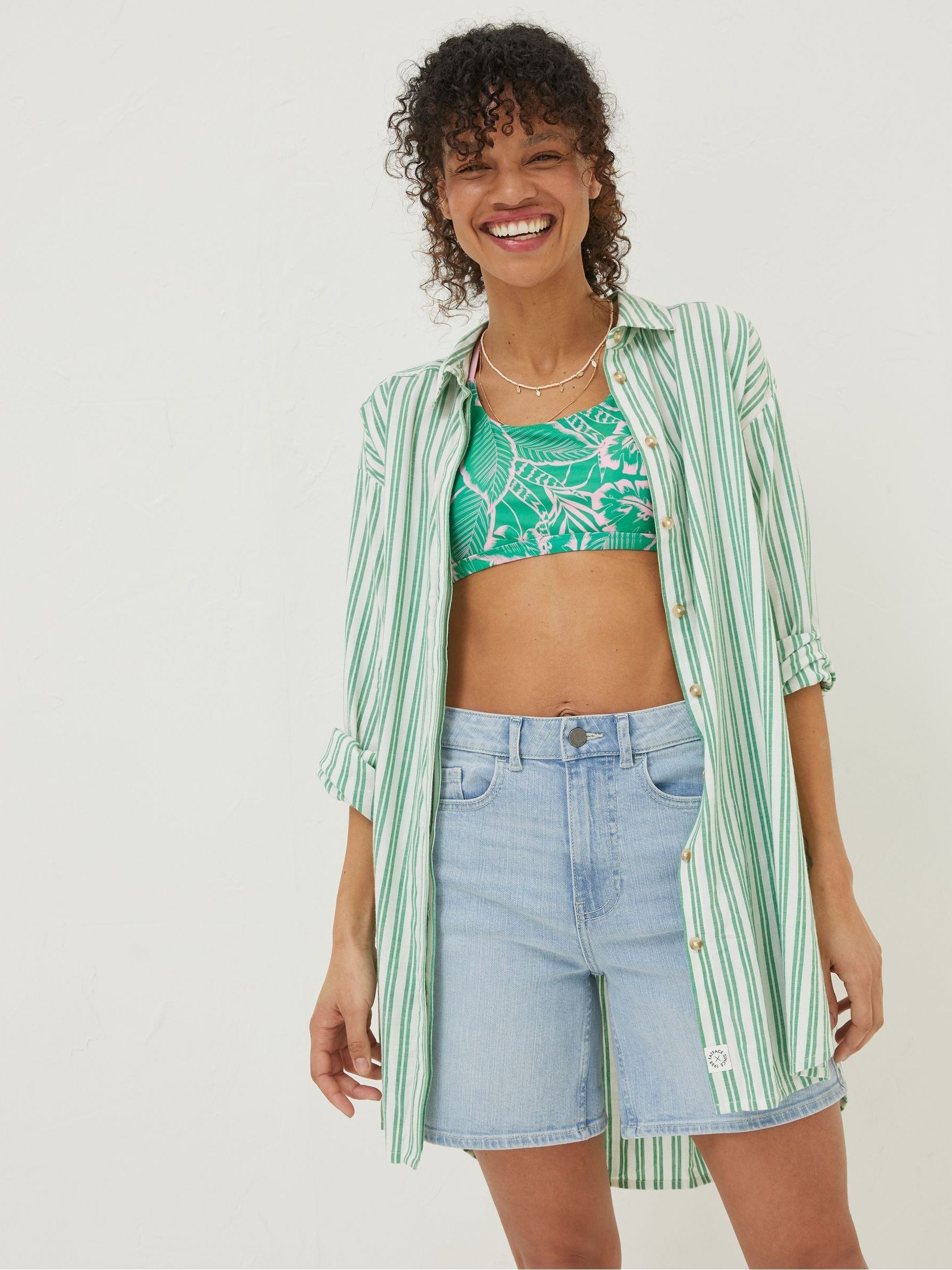 Green Billie Stripe Longline Shirt - Image 4 of 7