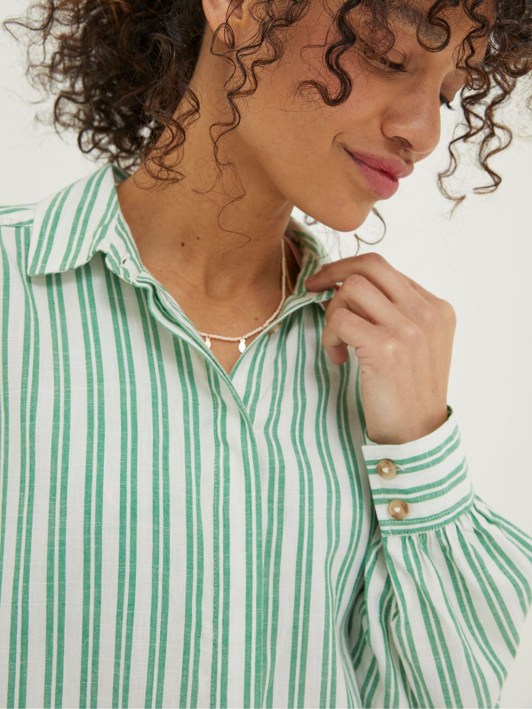 Green Billie Stripe Longline Shirt - Image 5 of 7