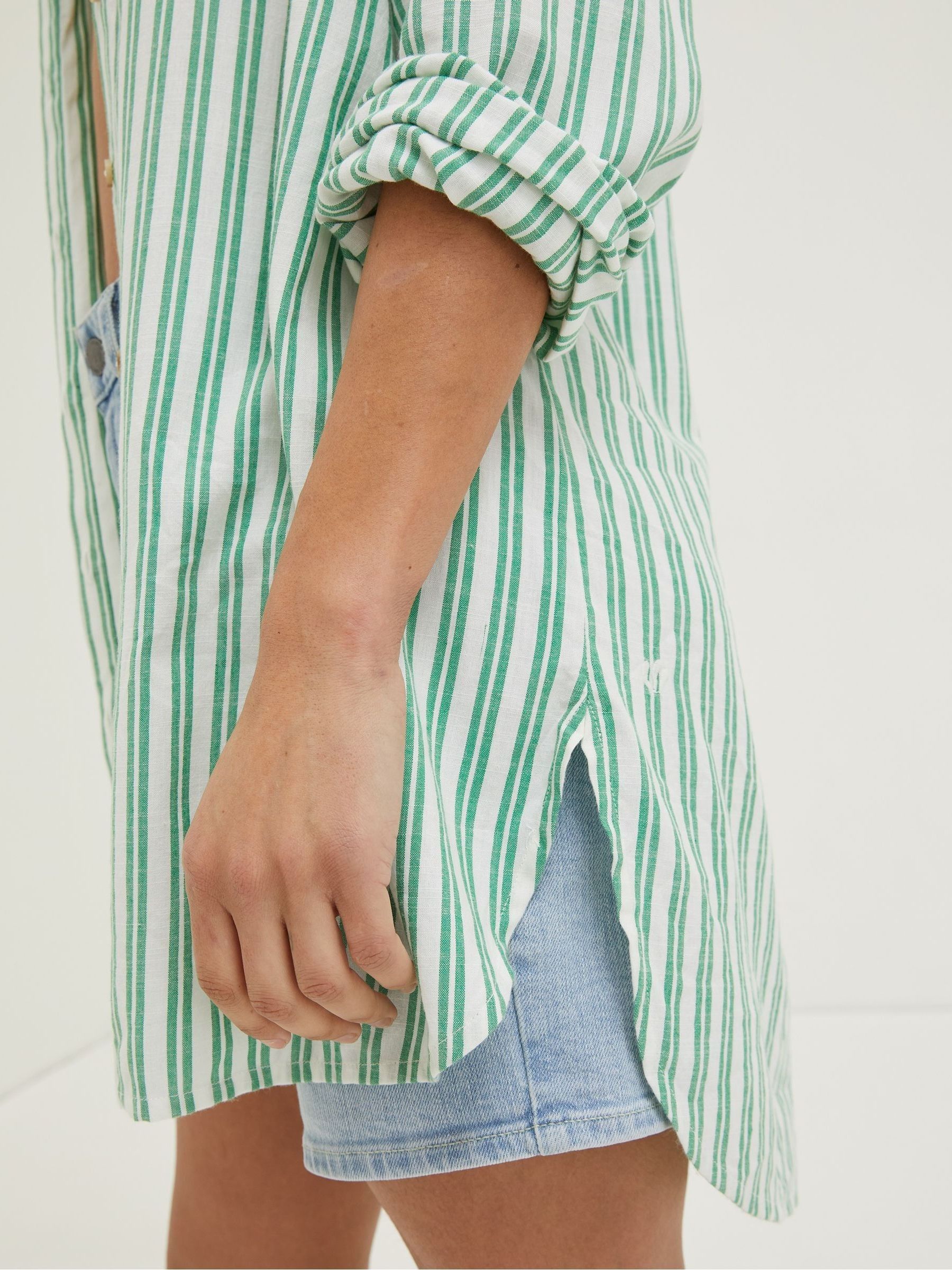 Green Billie Stripe Longline Shirt - Image 6 of 7