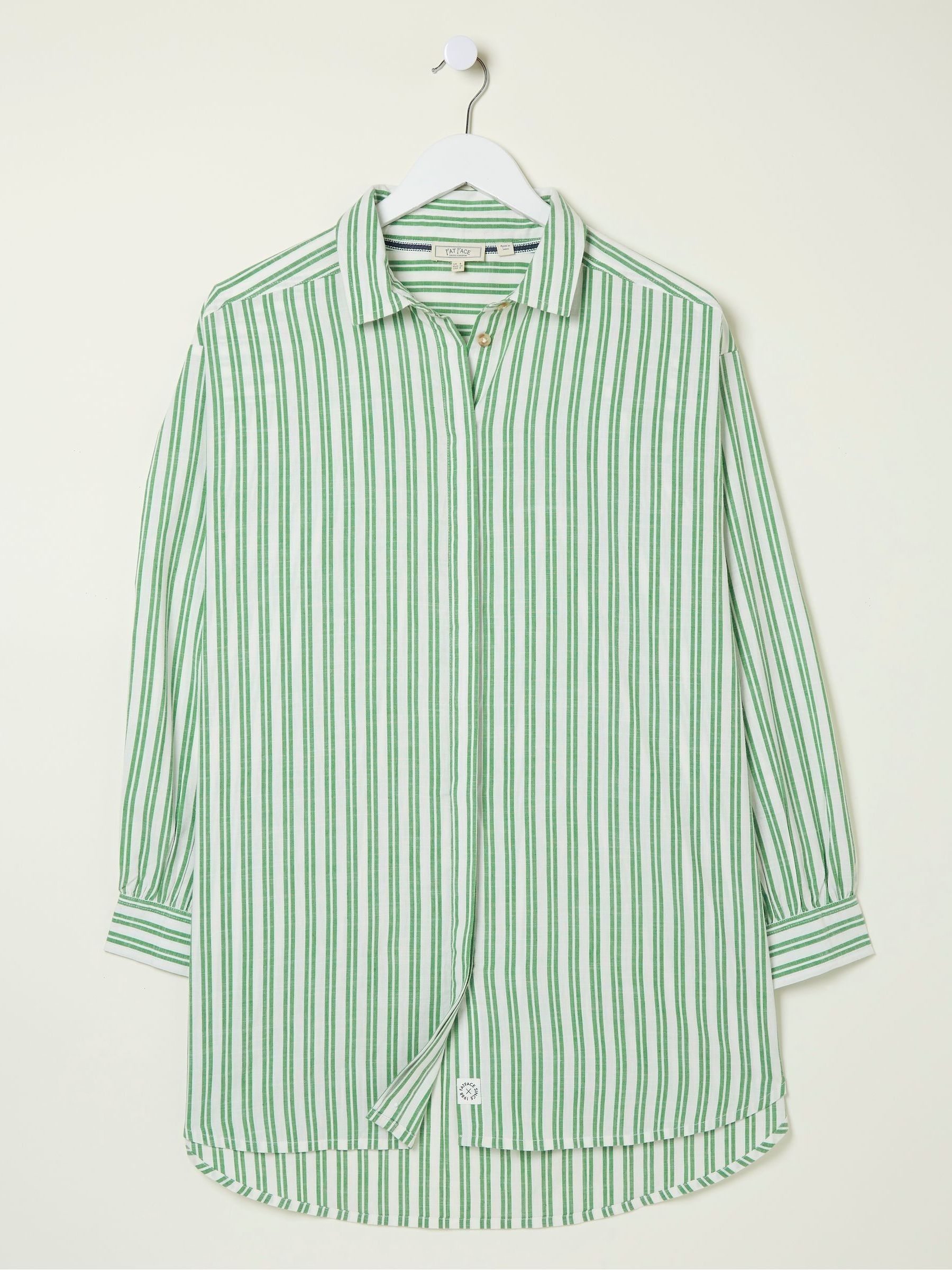 Green Billie Stripe Longline Shirt - Image 7 of 7 Green Billie Stripe Longline Shirt - Image 7 of 7