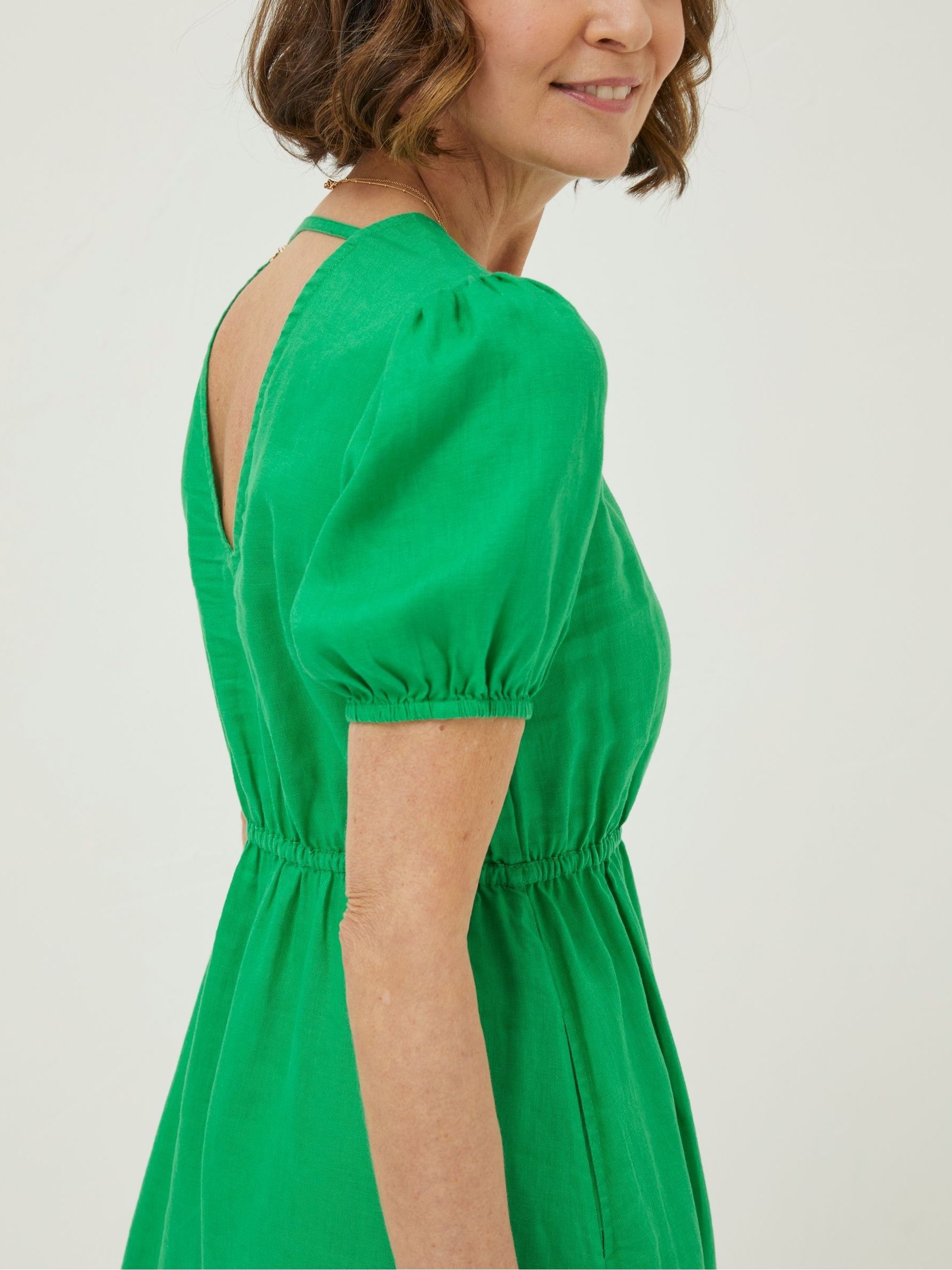 Green Vivvie Linen Midi Dress - Image 4 of 5