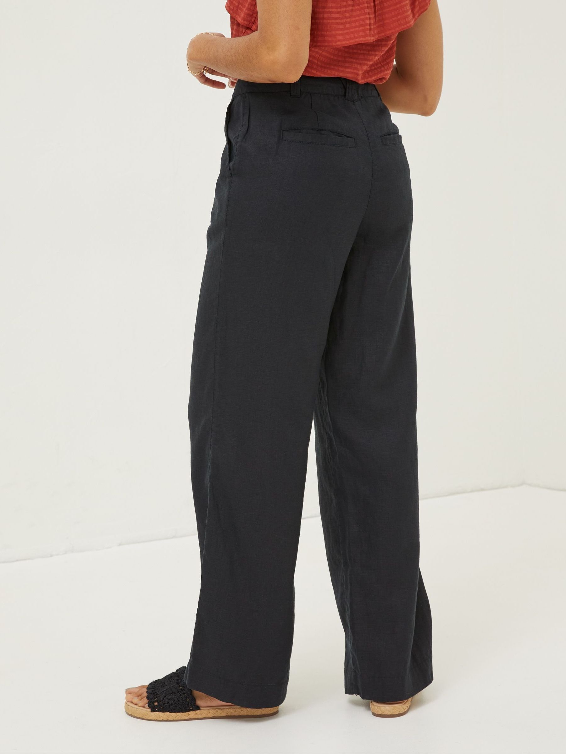 Black Ives Wide Leg Linen Trousers - Image 2 of 5