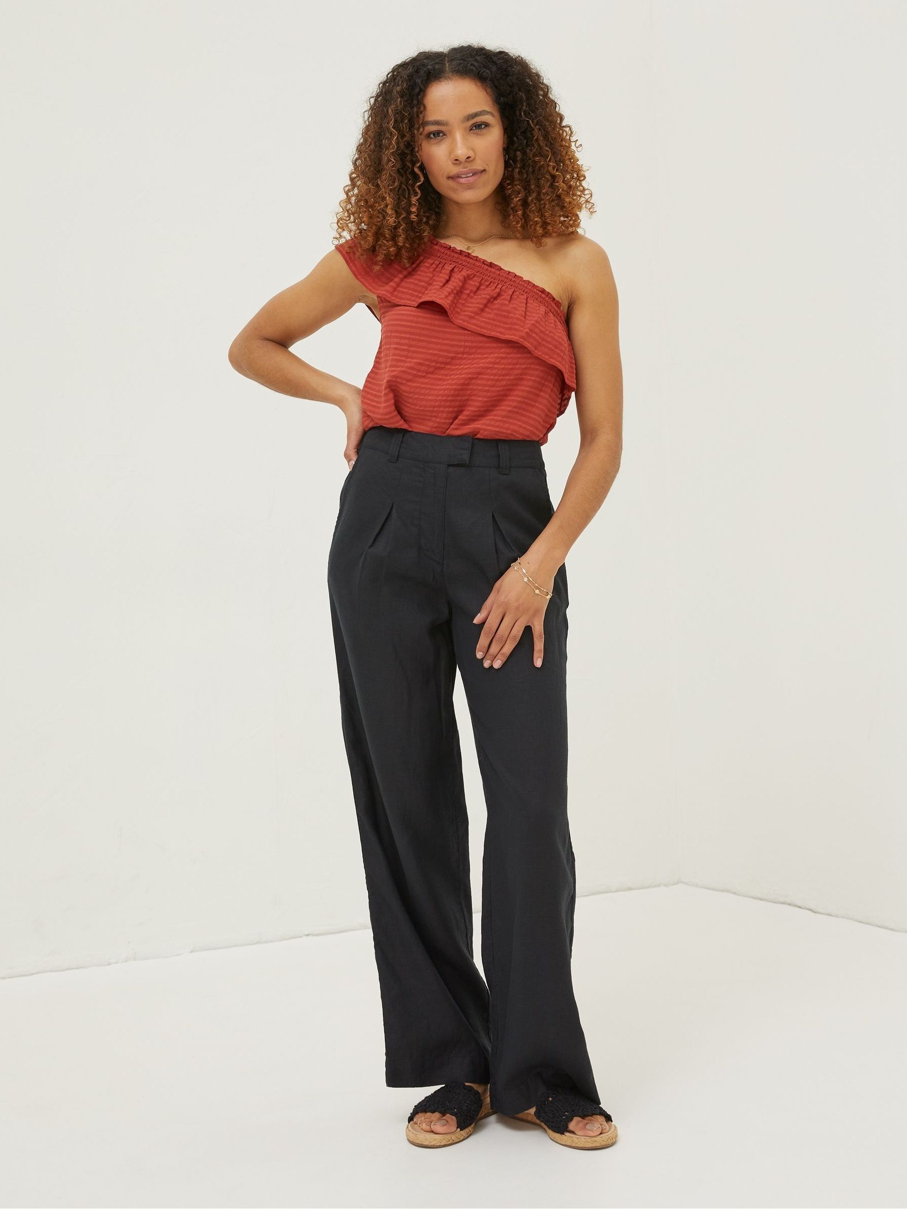Black Ives Wide Leg Linen Trousers - Image 3 of 5