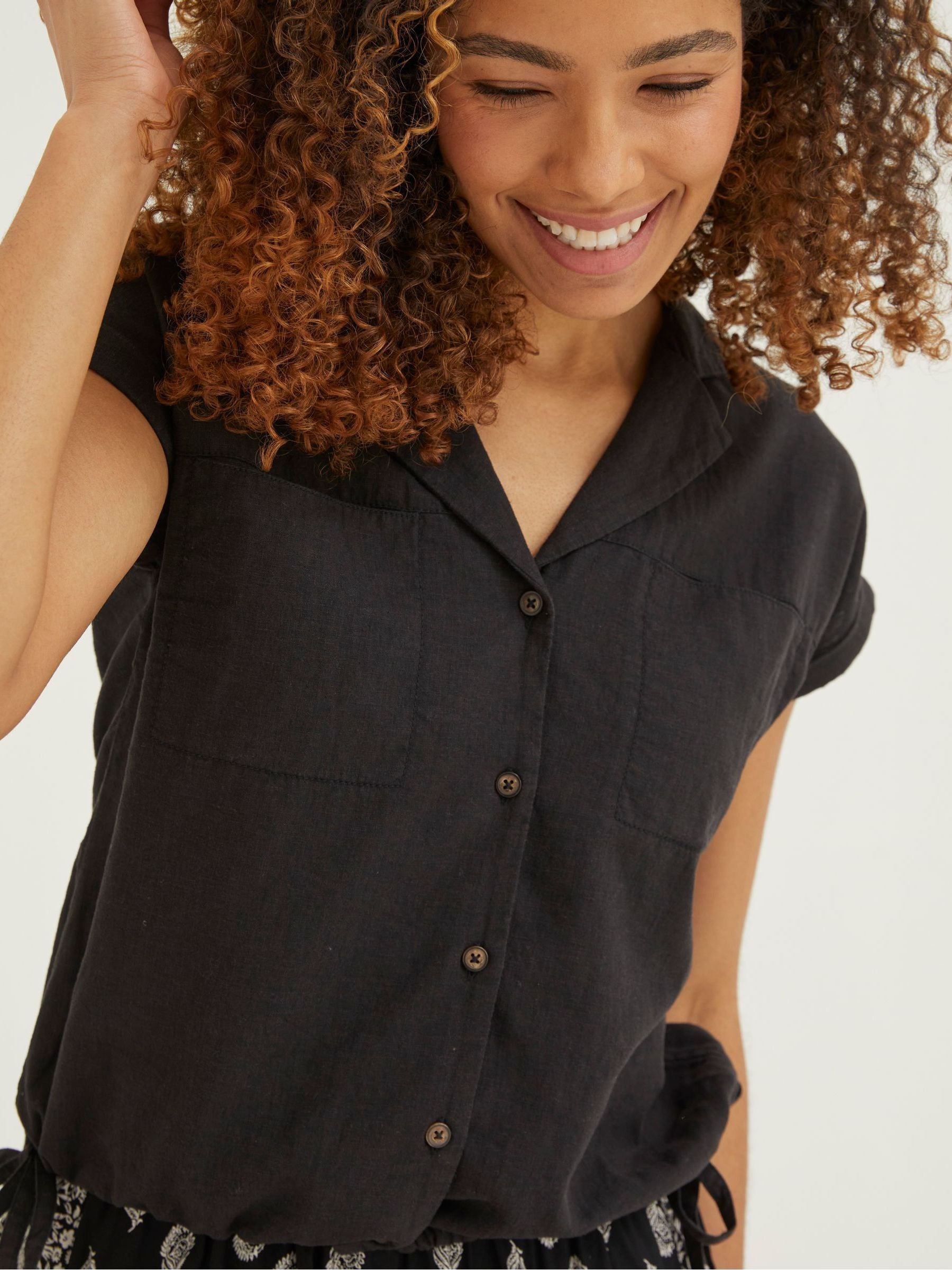 Black Linen Blend Val Shirt - Image 4 of 7