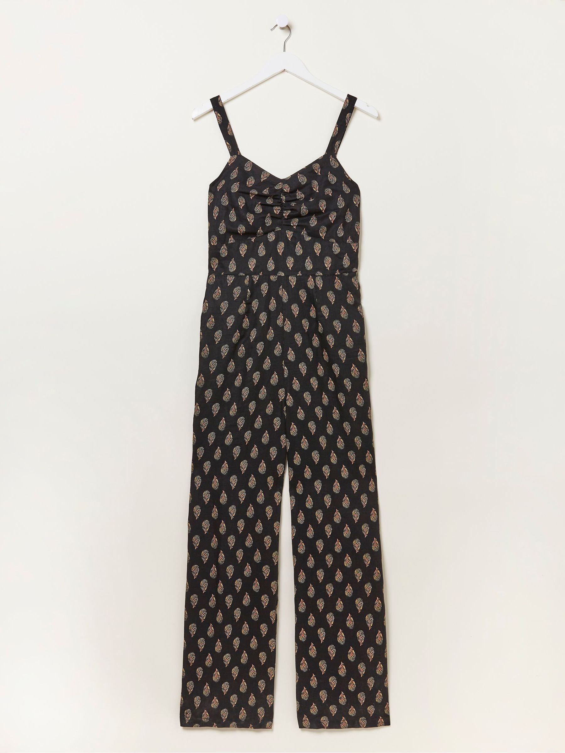 Black Linen Vic Woodblock Jumpsuit - Image 6 of 6