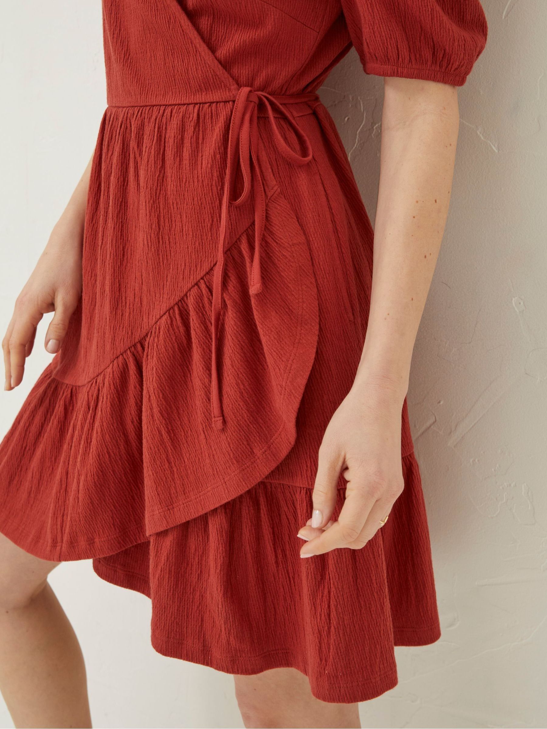 Red Danica Jersey Wrap Dress - Image 4 of 5